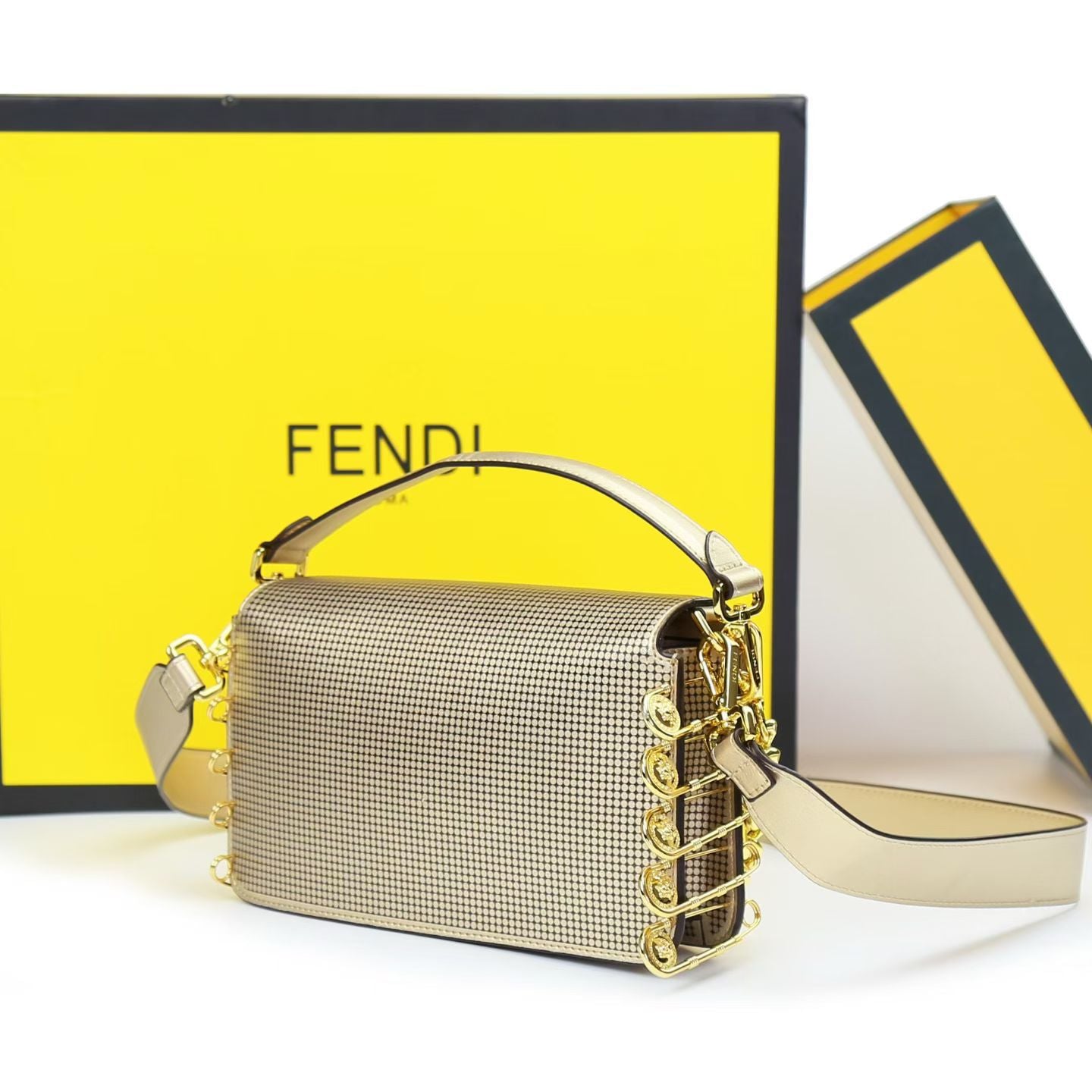 FENDI Baguette Golden Crossbody Bag