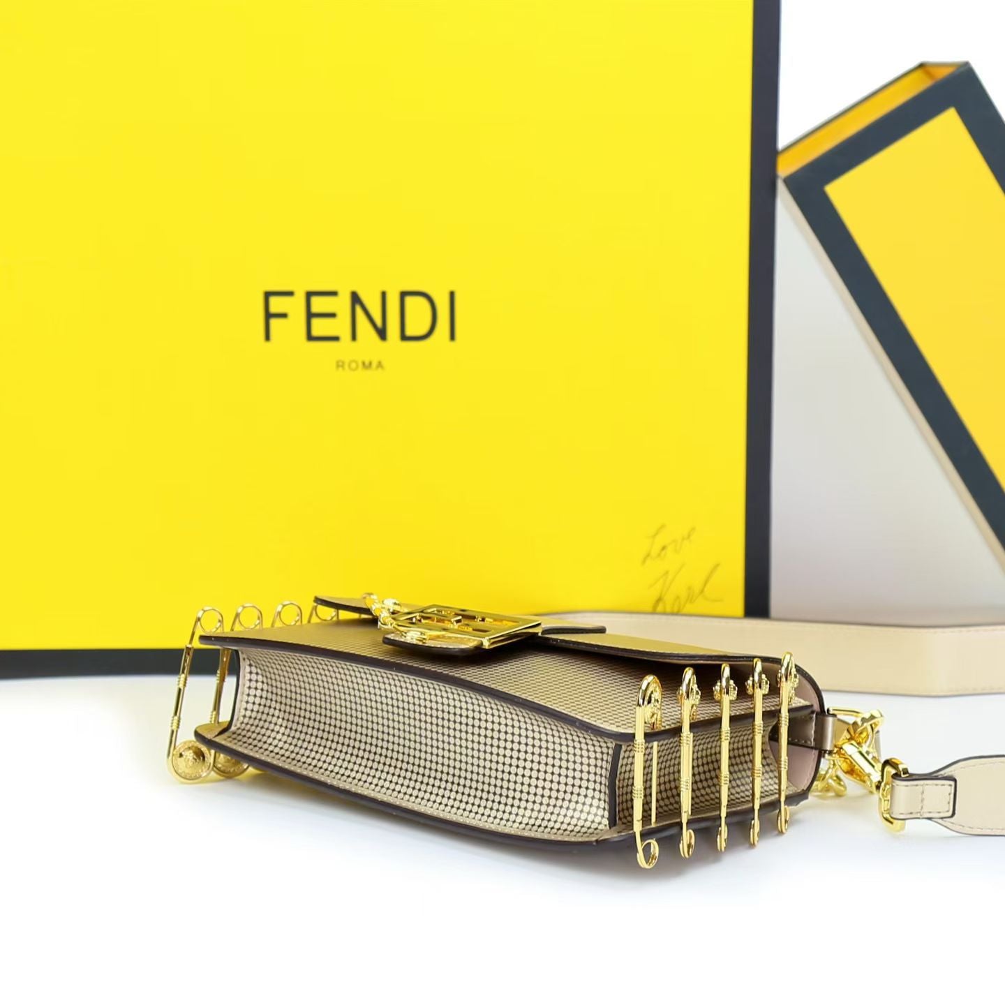 FENDI Baguette Golden Crossbody Bag