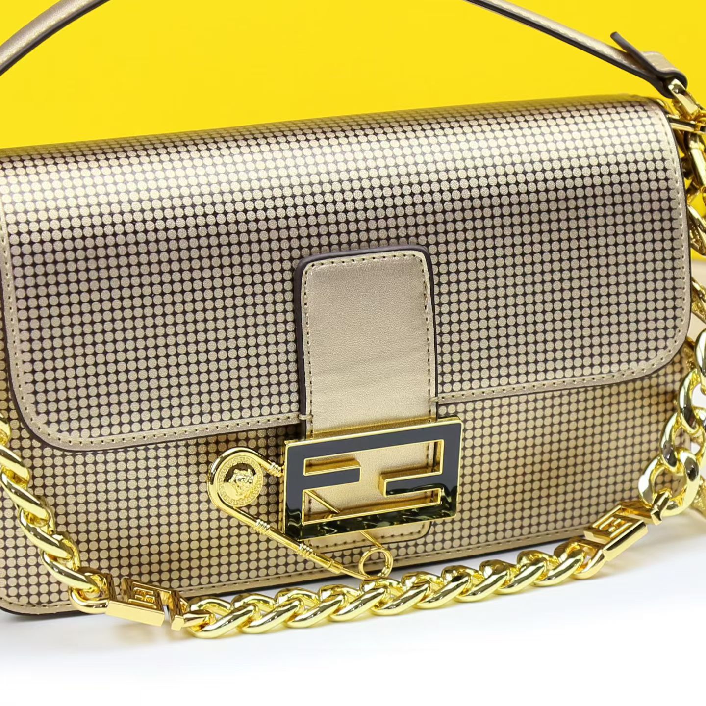 FENDI Baguette Golden Crossbody Bag