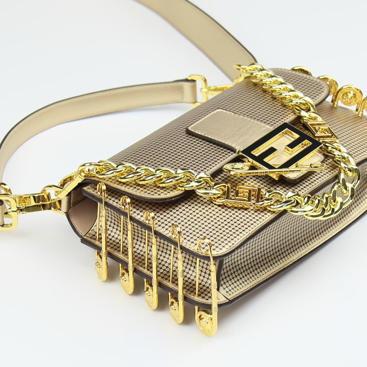 FENDI Baguette Golden Crossbody Bag