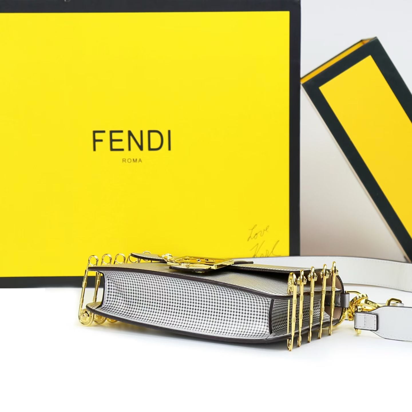 FENDI Baguette Silver Crossbody Bag