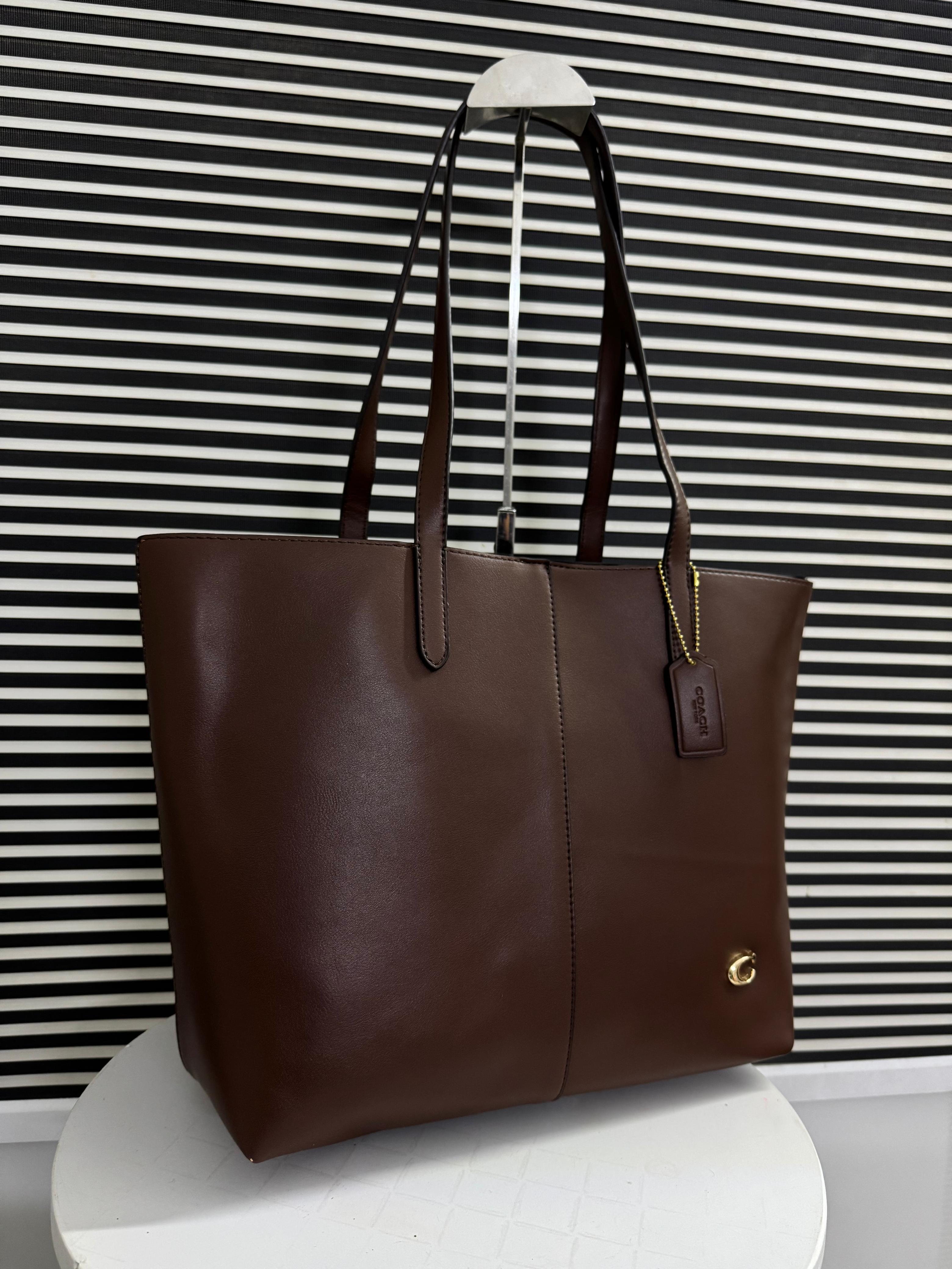 COACH North 32 Leather Tote Bag - Brown