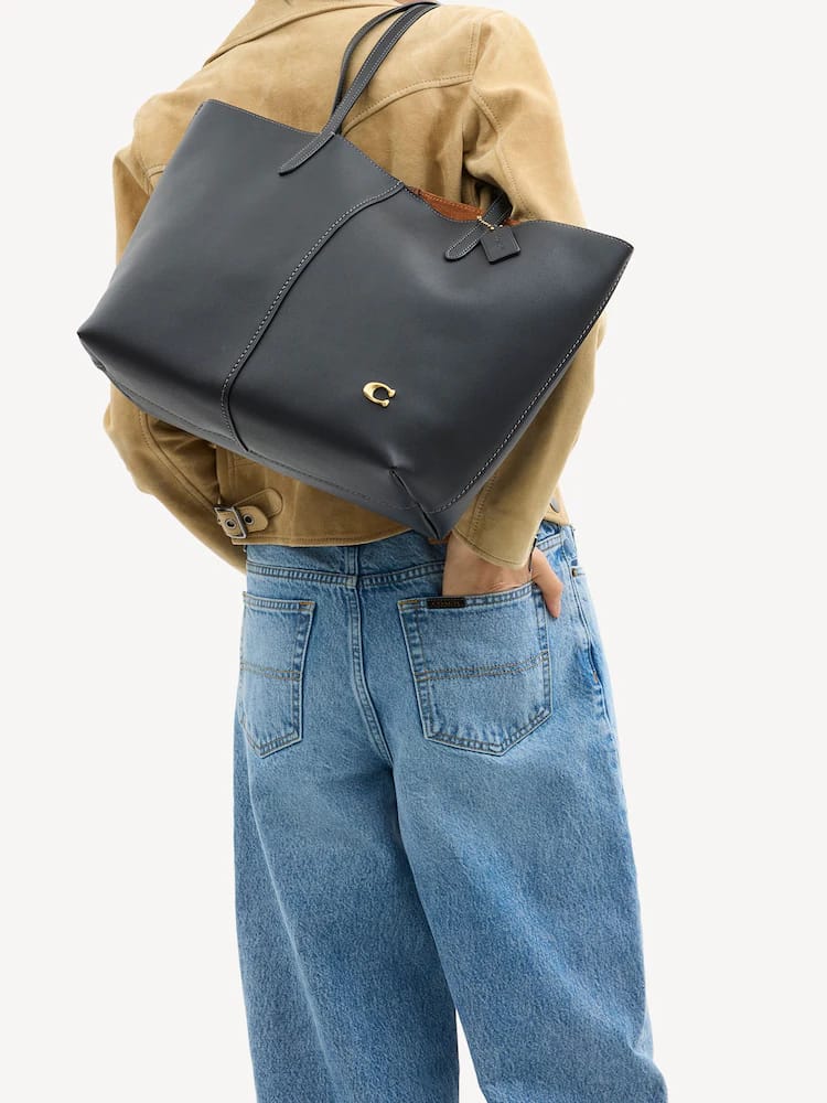 COACH North 32 Leather Tote Bag - Black