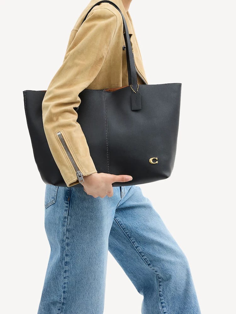 COACH North 32 Leather Tote Bag - Black