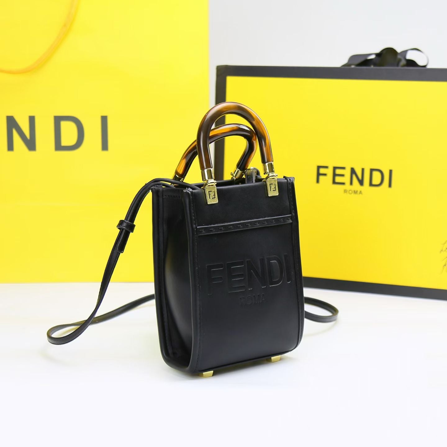 FENDI Mini Sunshine Tote Bag - Black