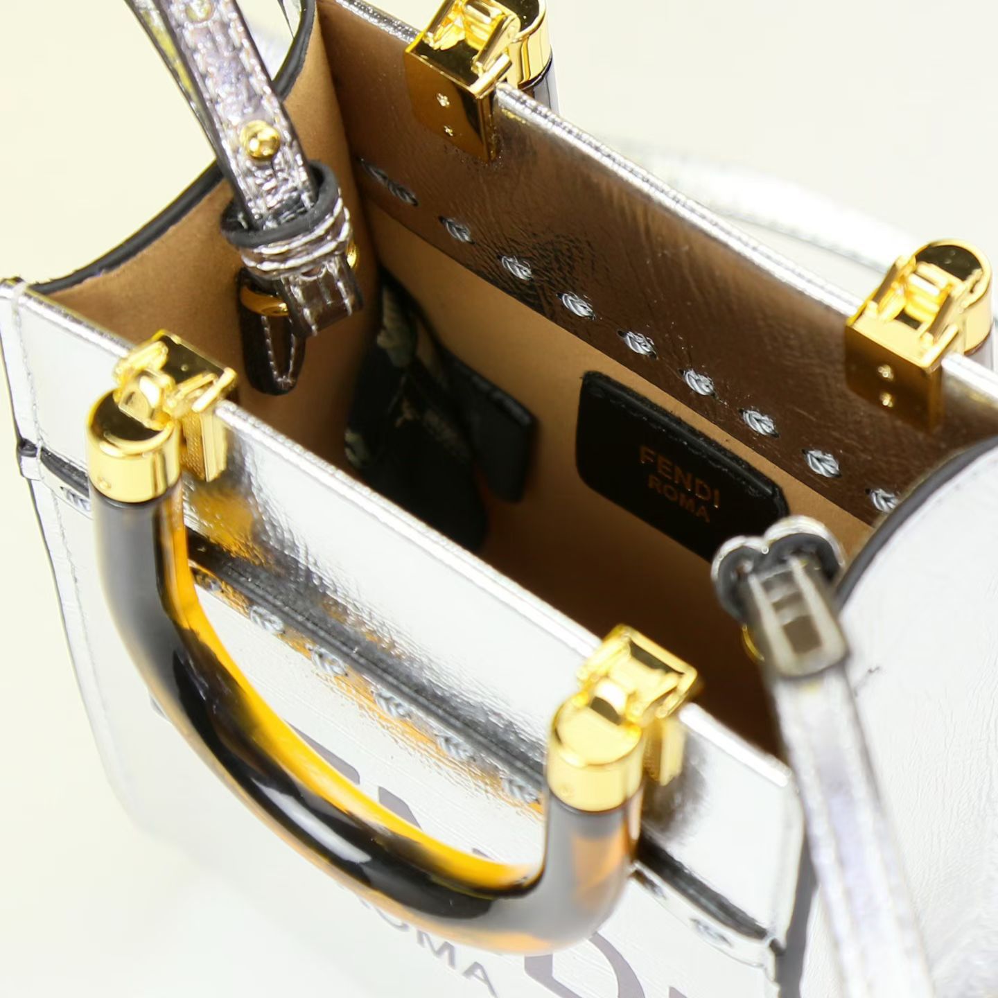 FENDI Mini Sunshine Tote Bag - Silver