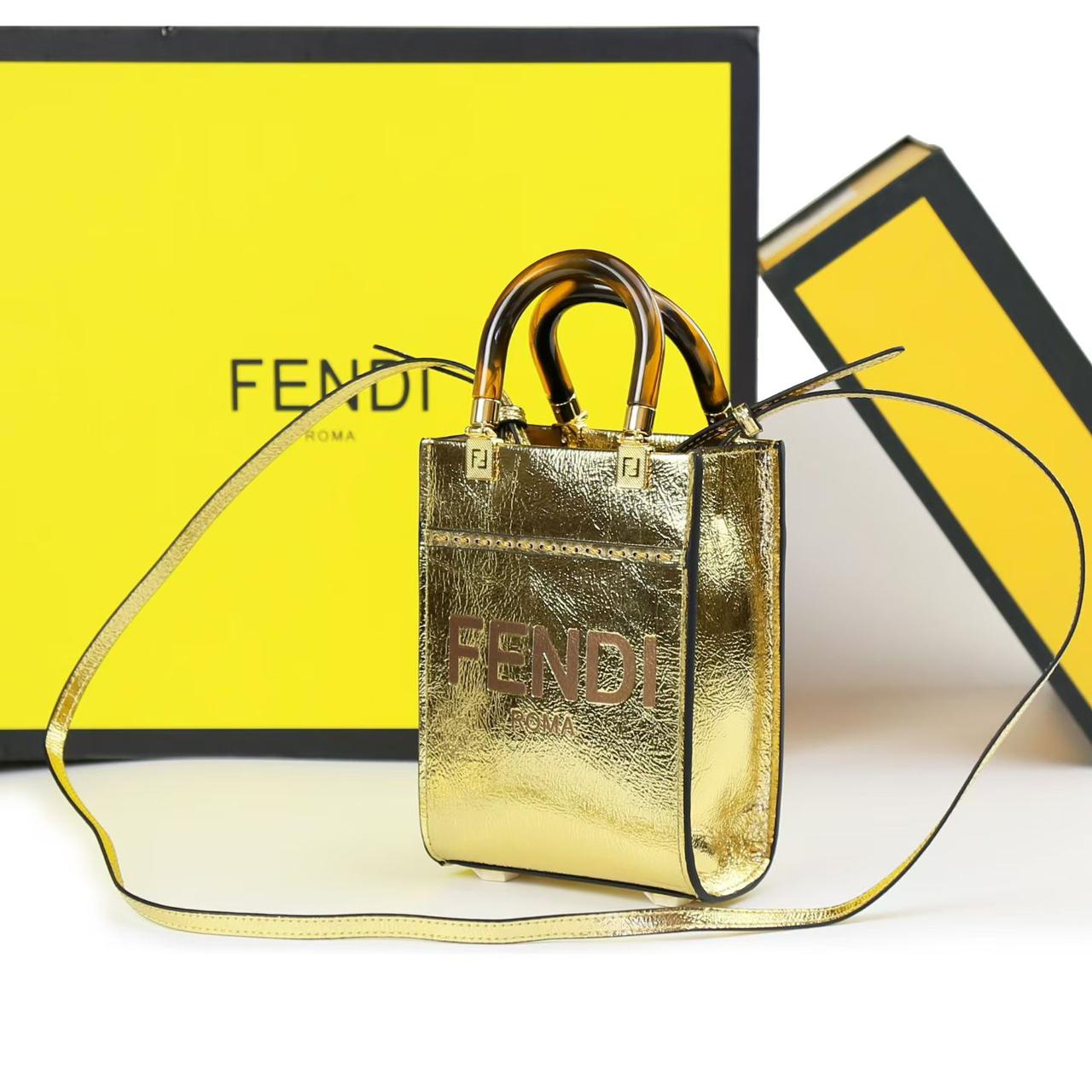 FENDI Mini Sunshine Tote Bag - Golden