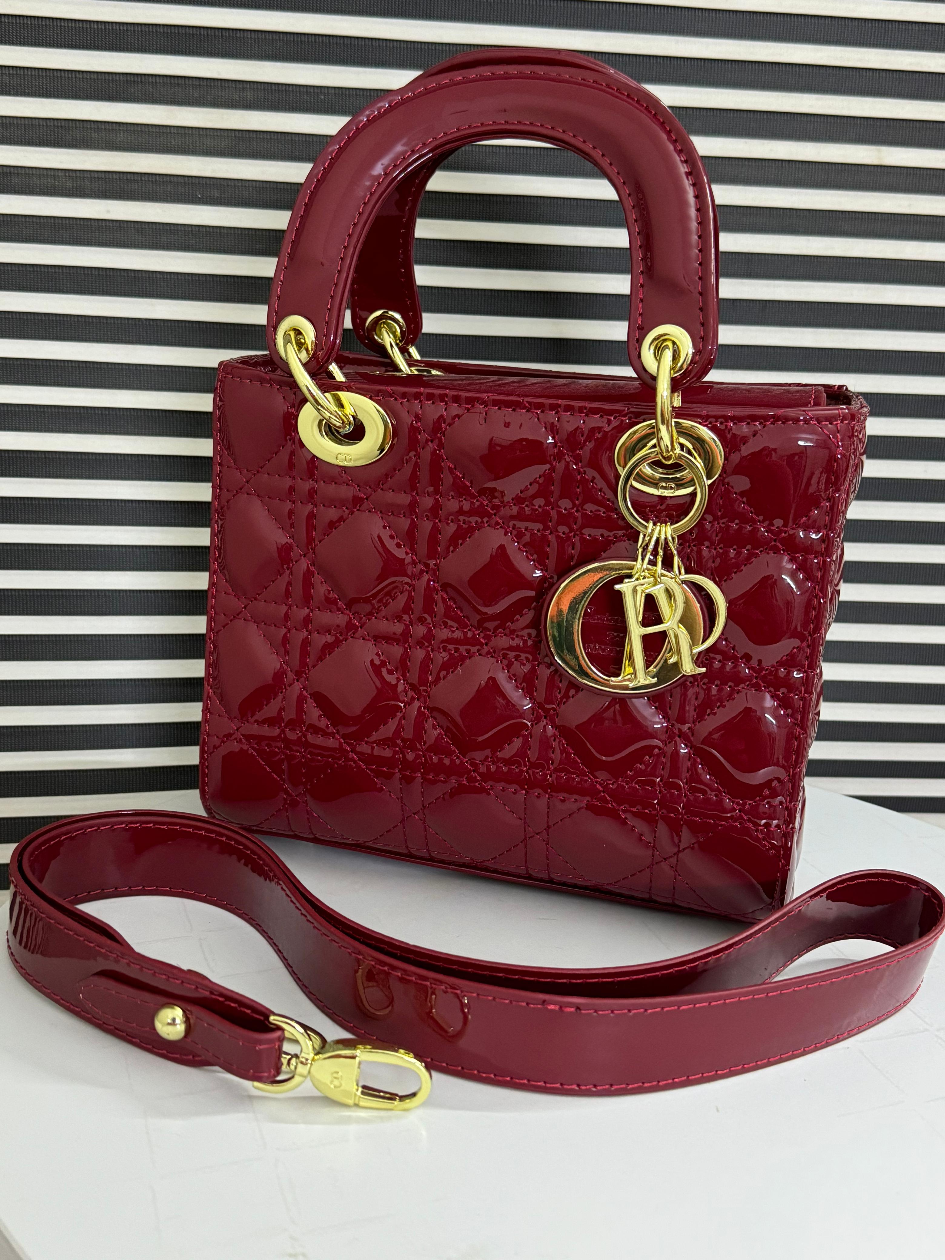 Christian Dior Small Lady Dior Bag - Mehroon