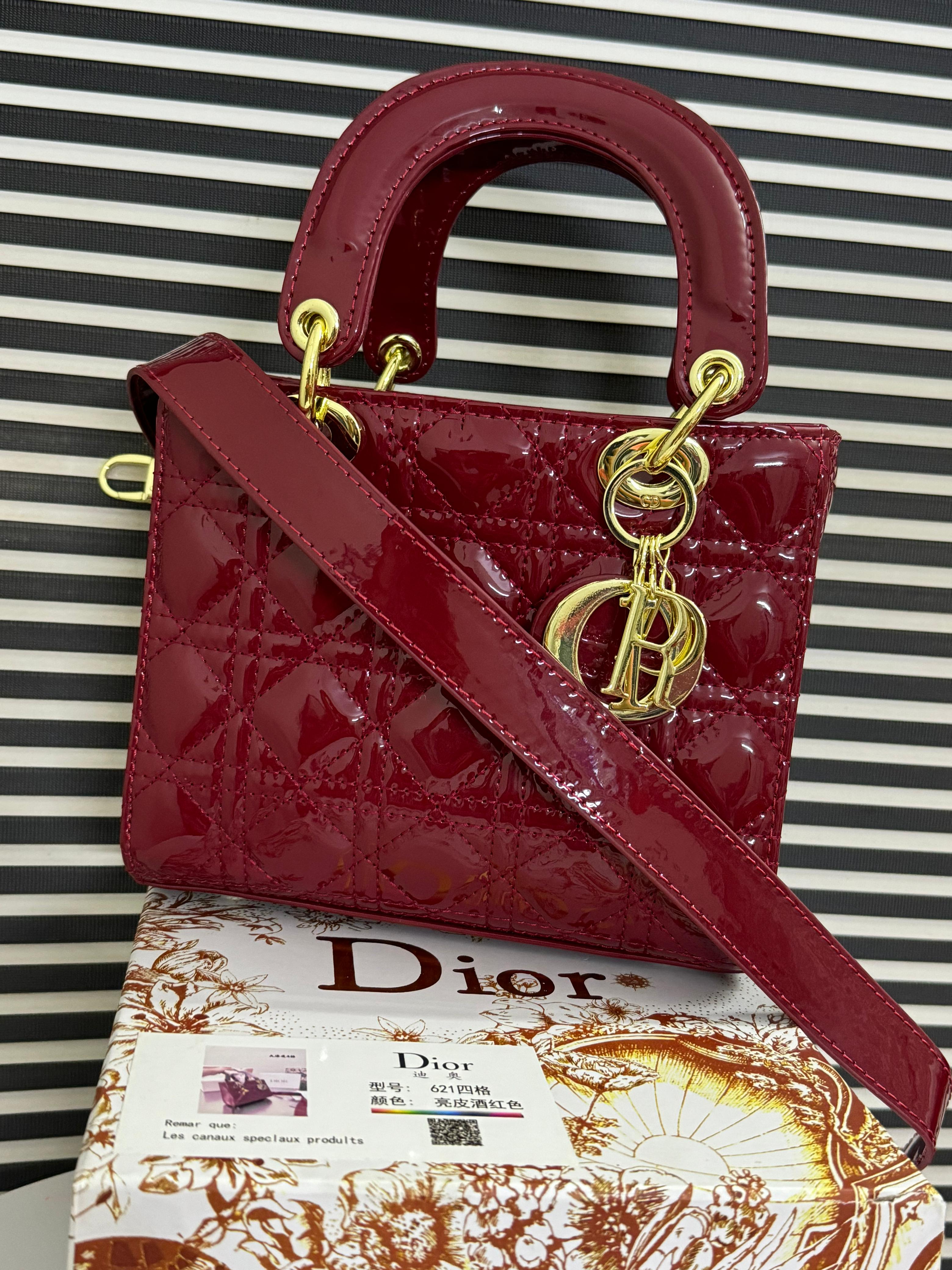 Christian Dior Small Lady Dior Bag - Mehroon