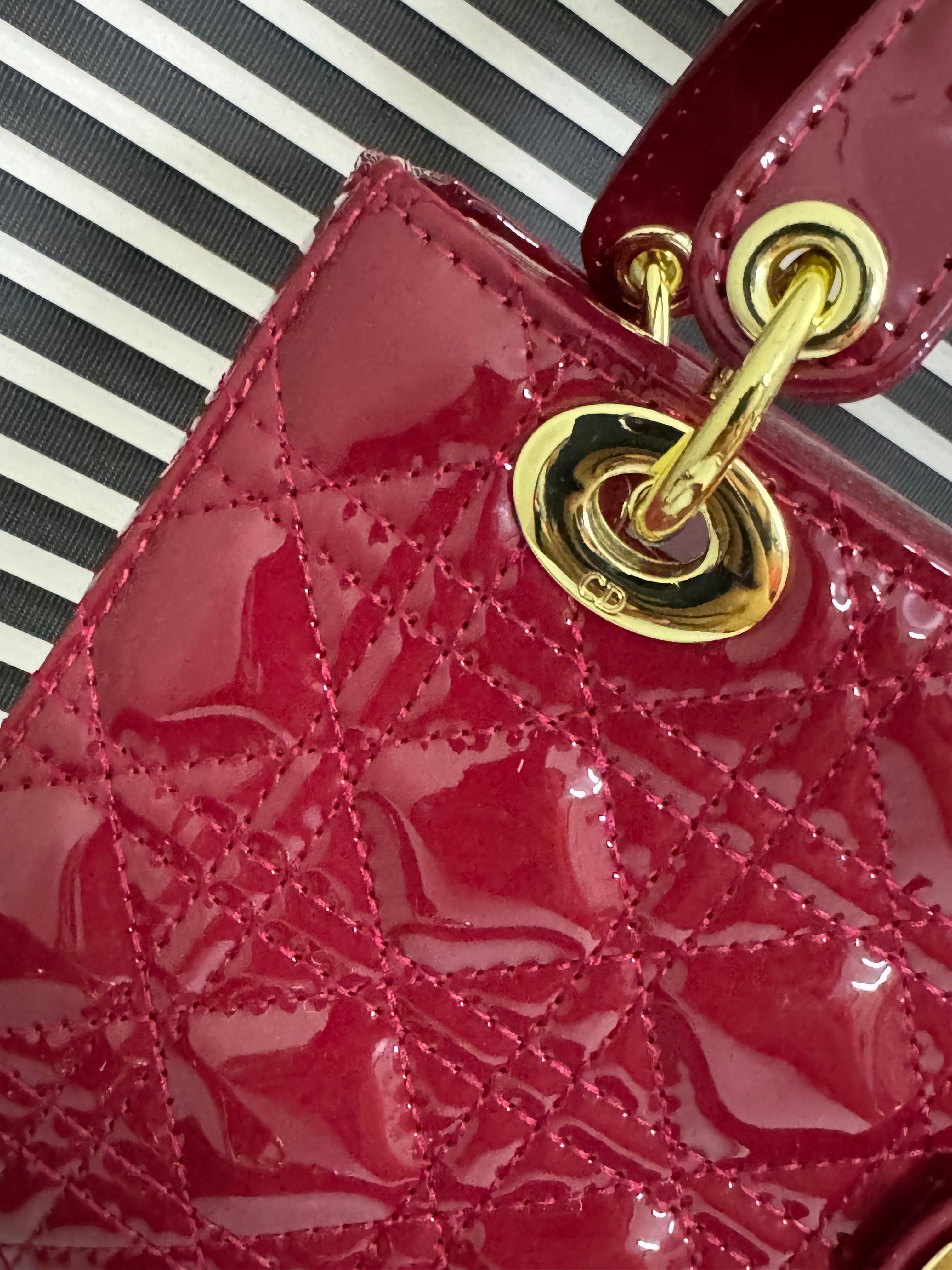 Christian Dior Small Lady Dior Bag - Mehroon