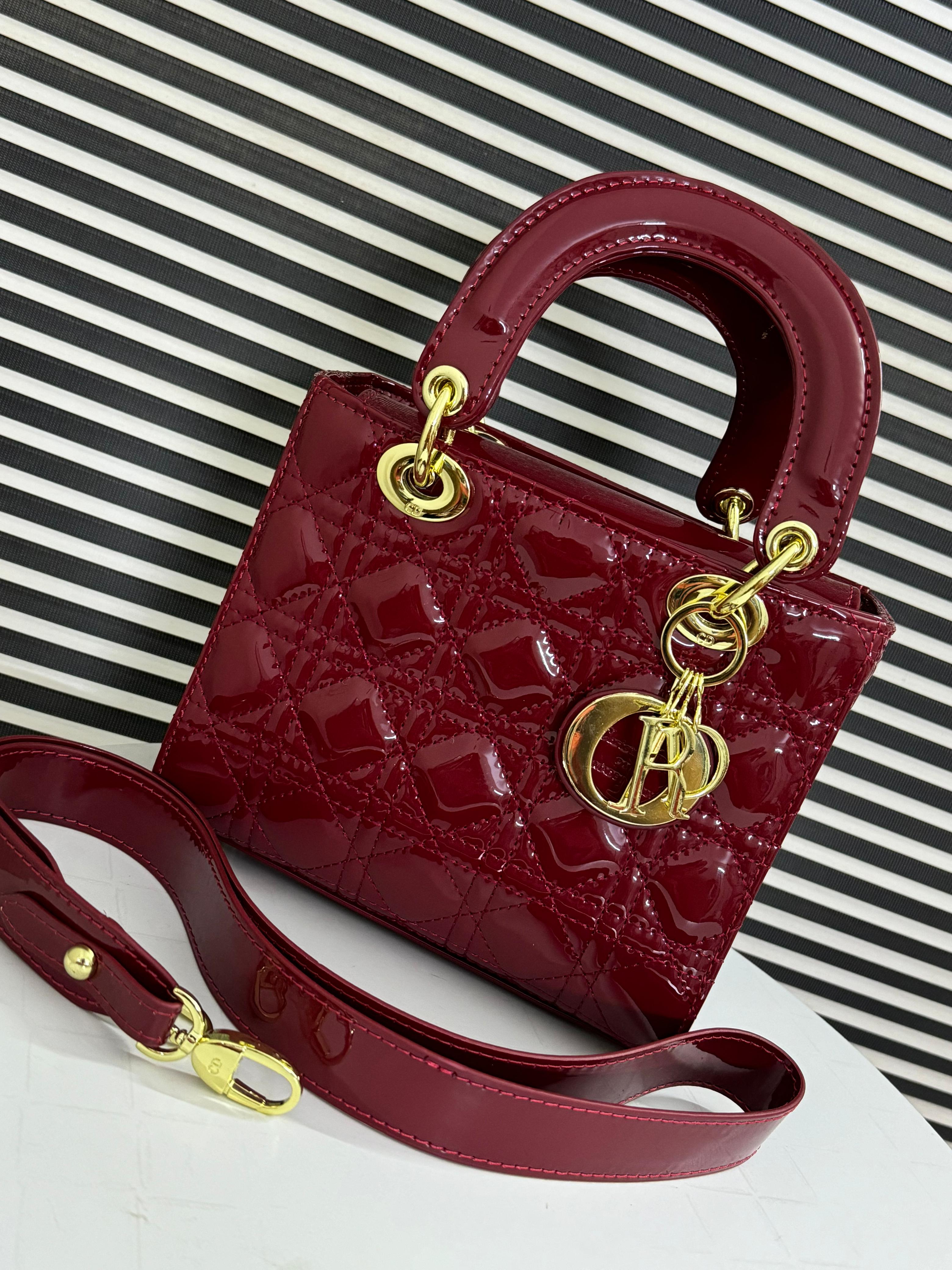 Christian Dior Small Lady Dior Bag - Mehroon