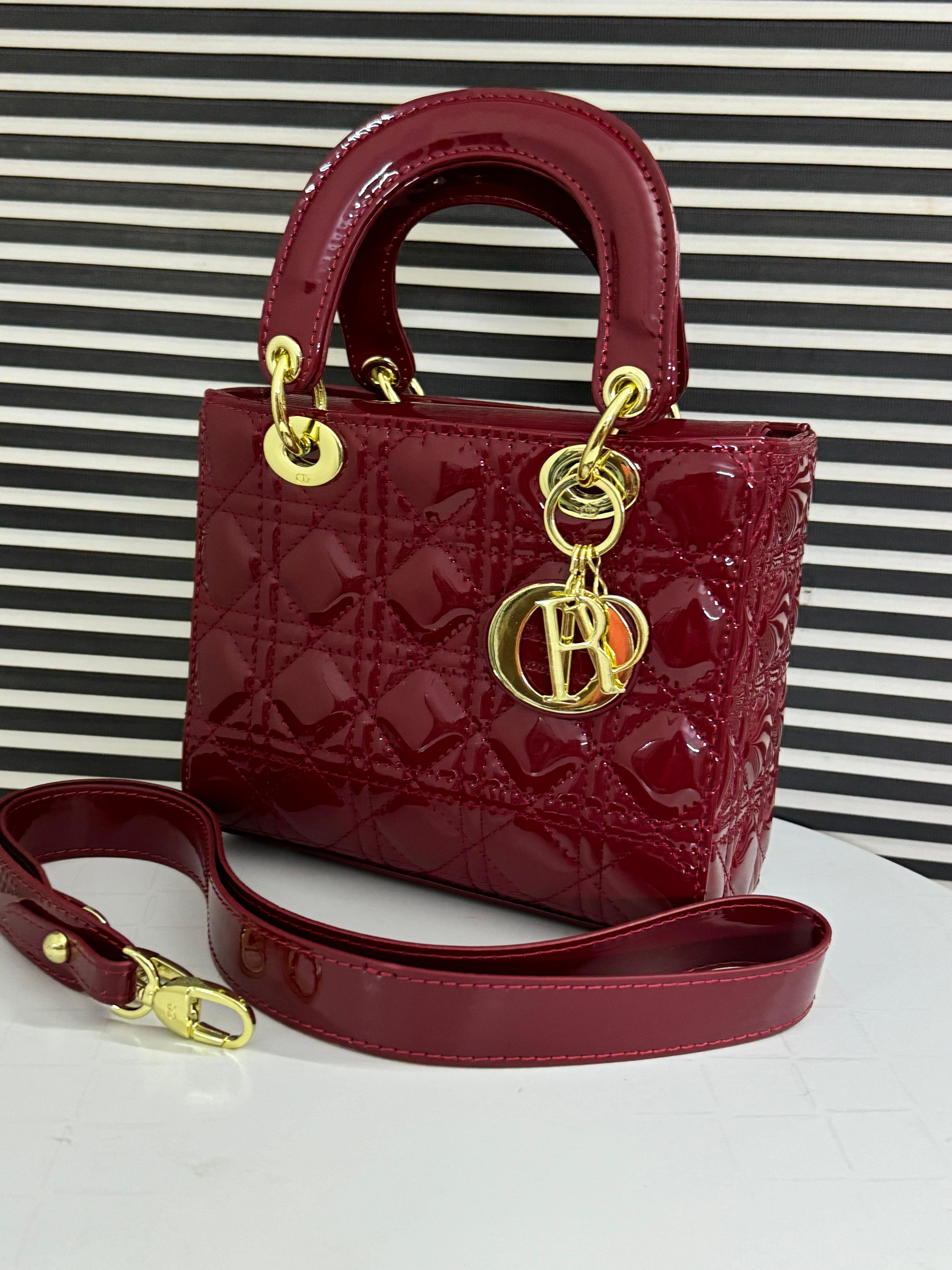 Christian Dior Small Lady Dior Bag - Mehroon