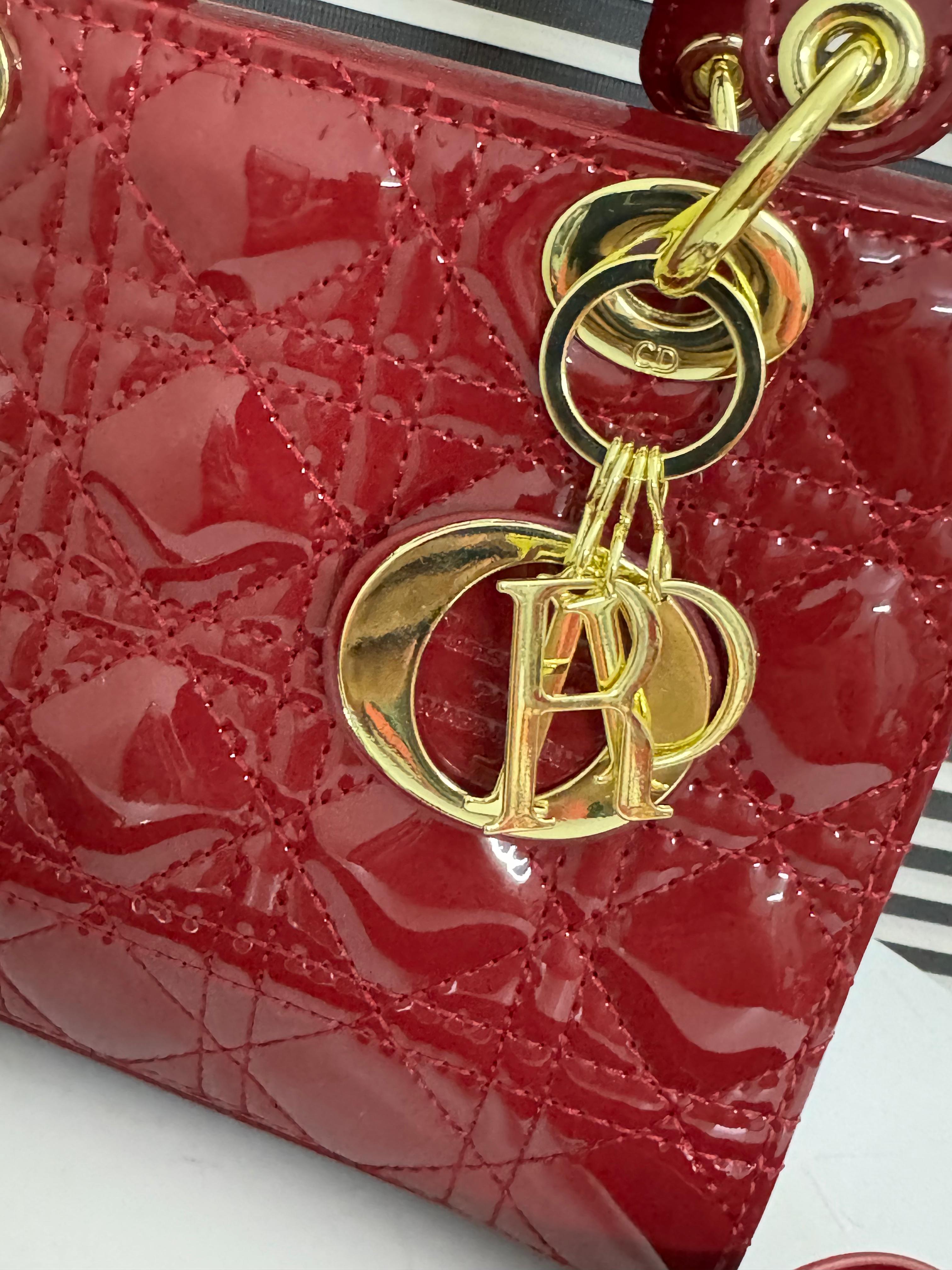 Christian Dior Small Lady Dior Bag - Mehroon