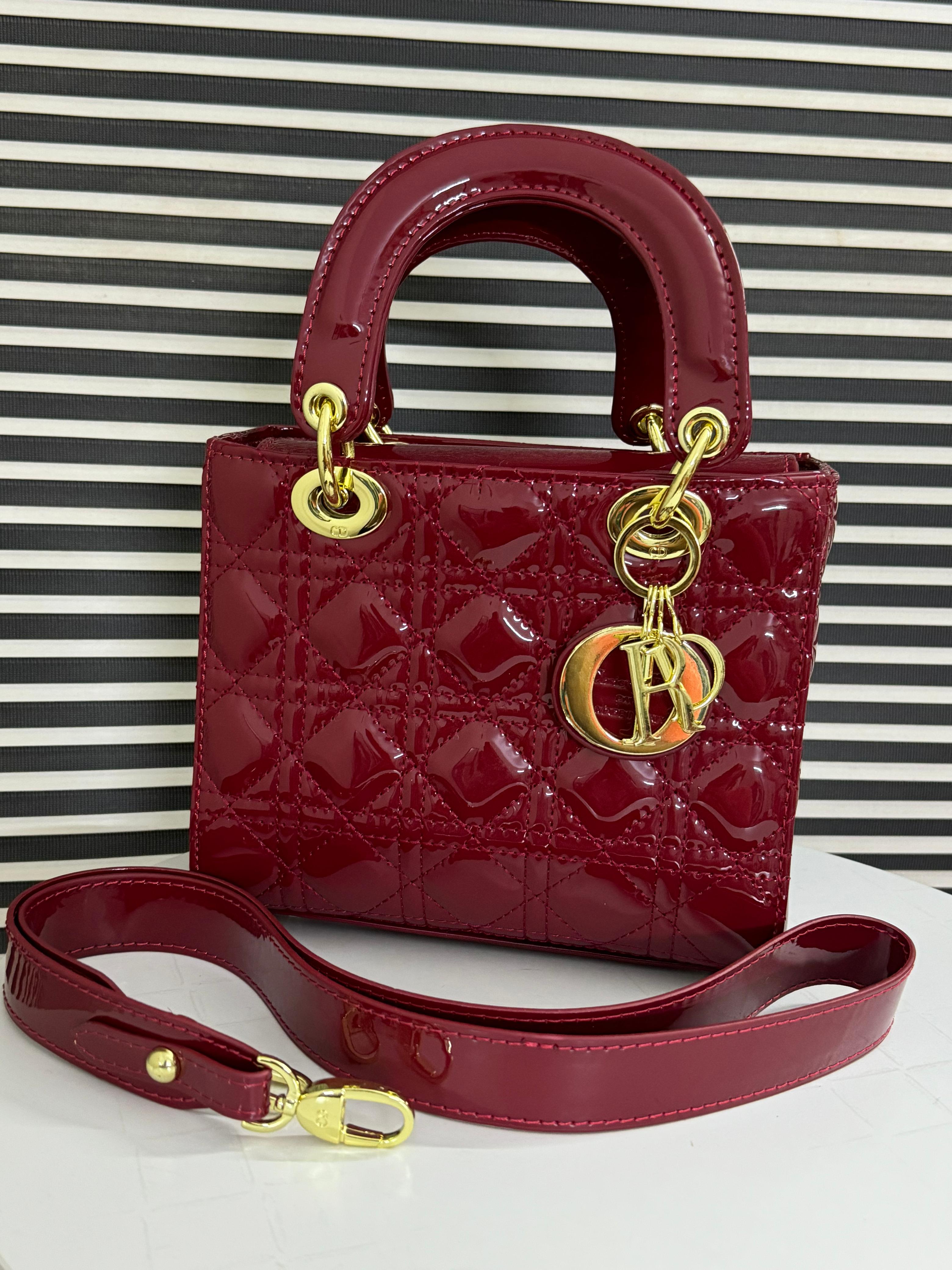 Christian Dior Small Lady Dior Bag - Mehroon