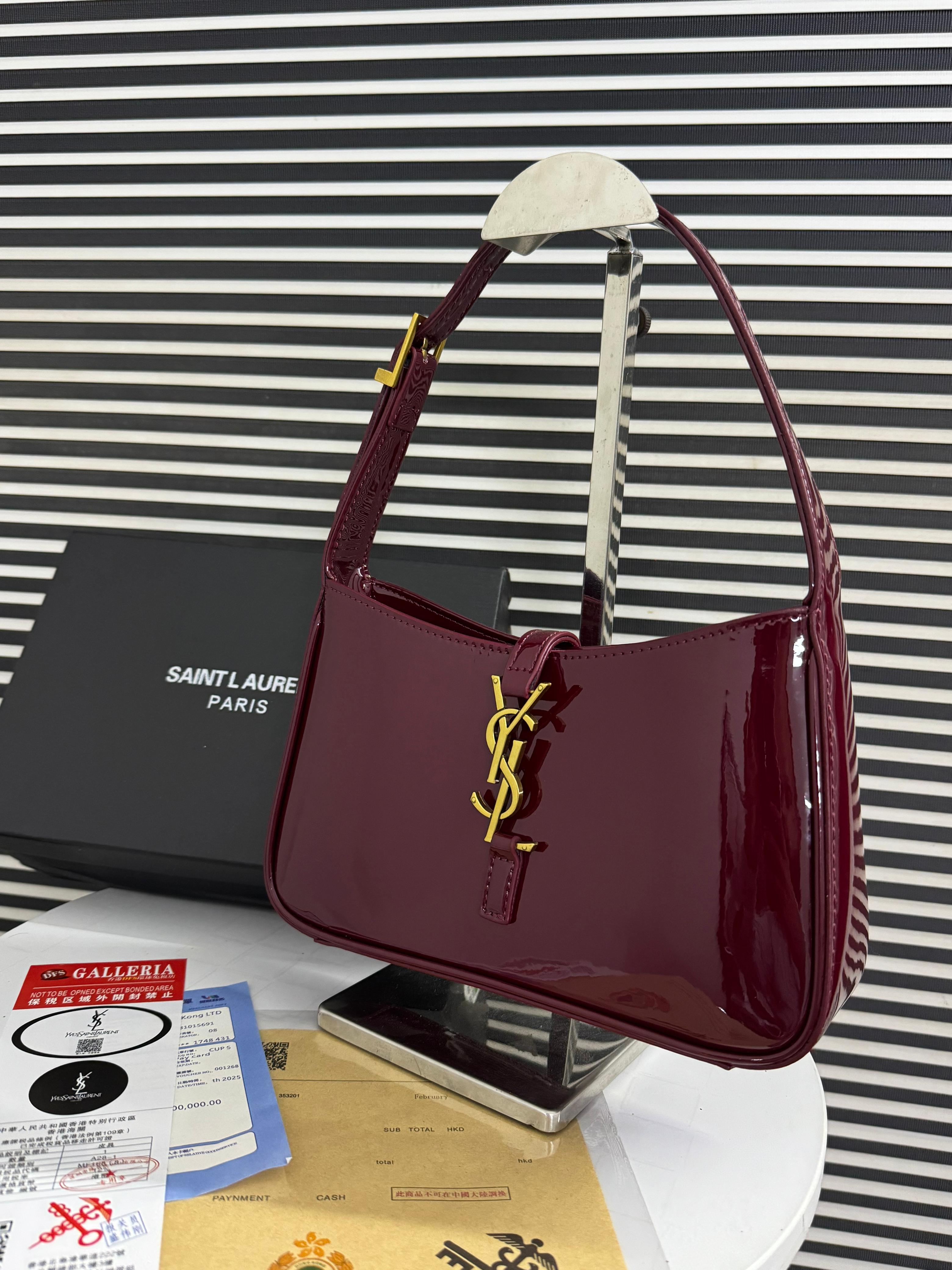 SAINT LAURENT  LE 5 À 7 IN LEATHER - Mehroon