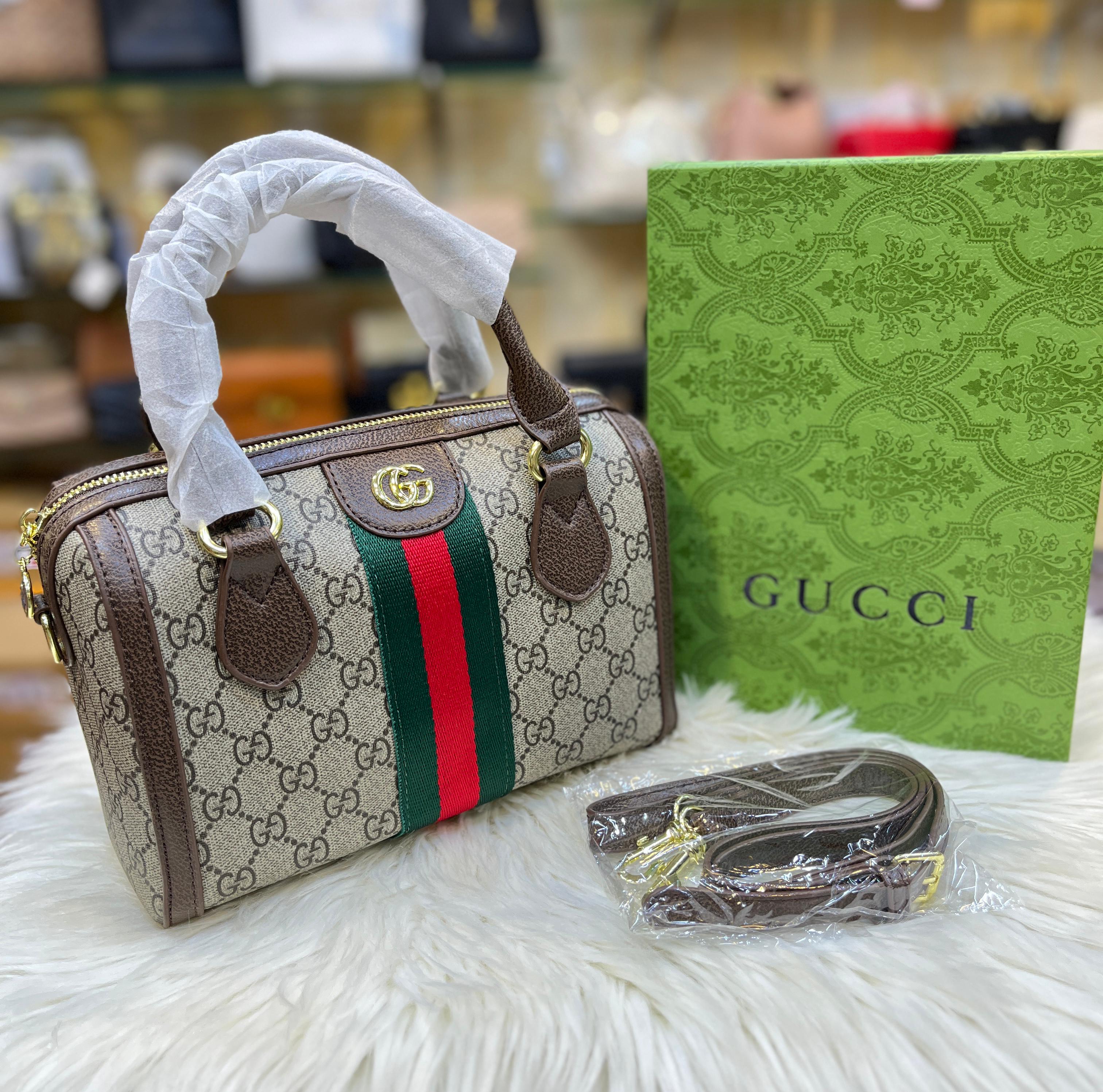 Gucci Ophidia Boston Bag - Brown & Beige