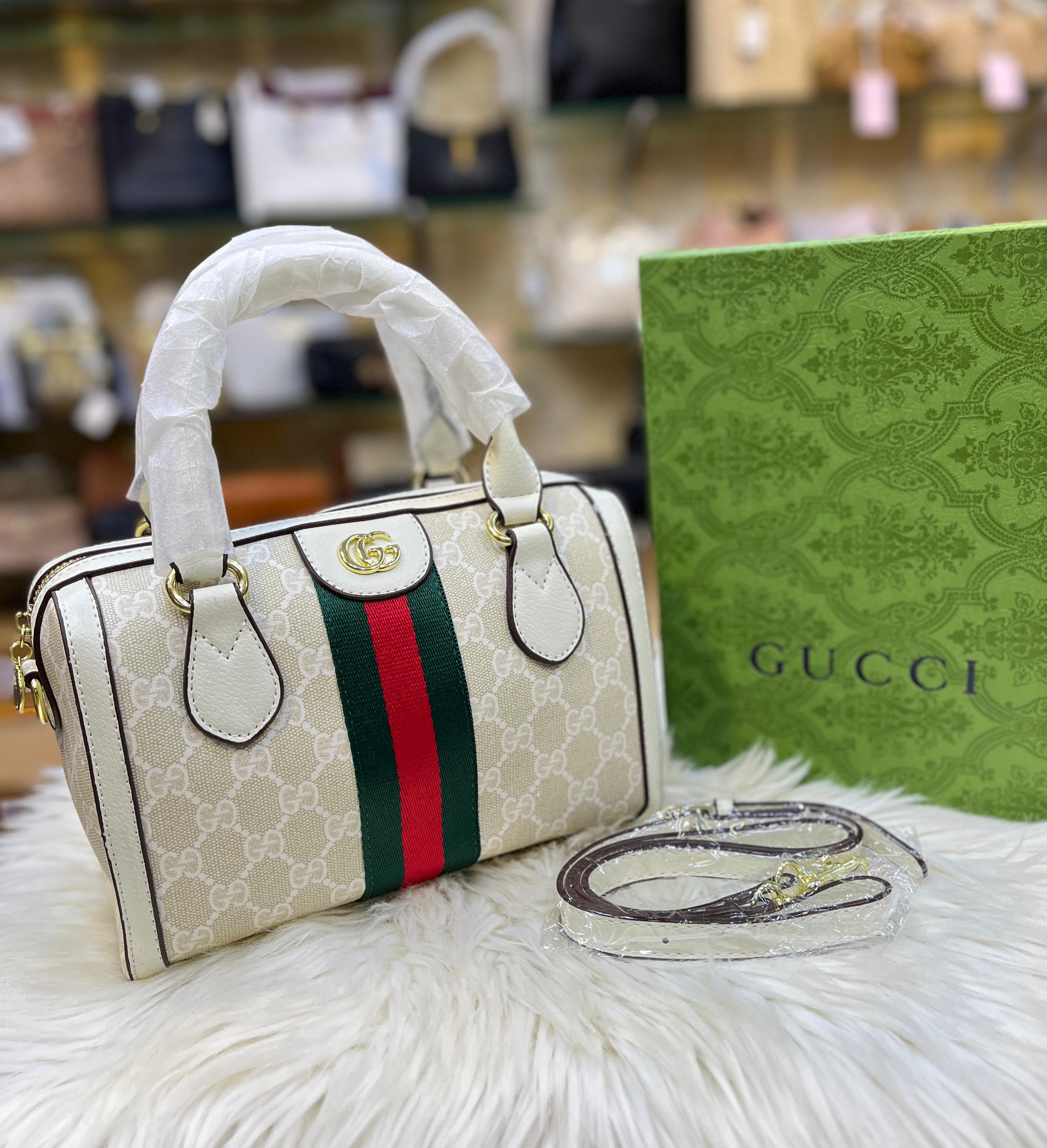 Gucci Ophidia Boston Bag - Beige
