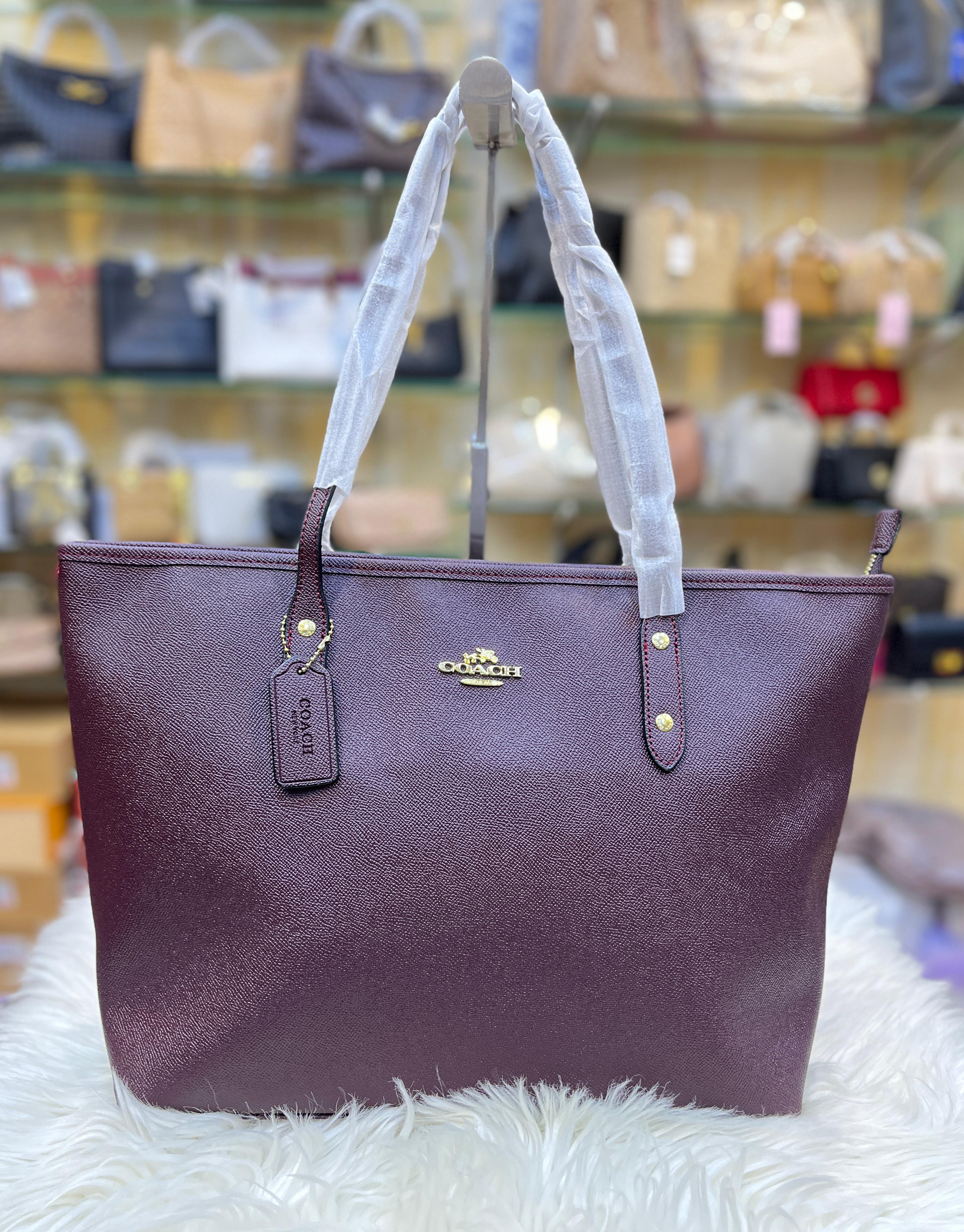 COACH City Tote Bag In Signature Canvas - Wine