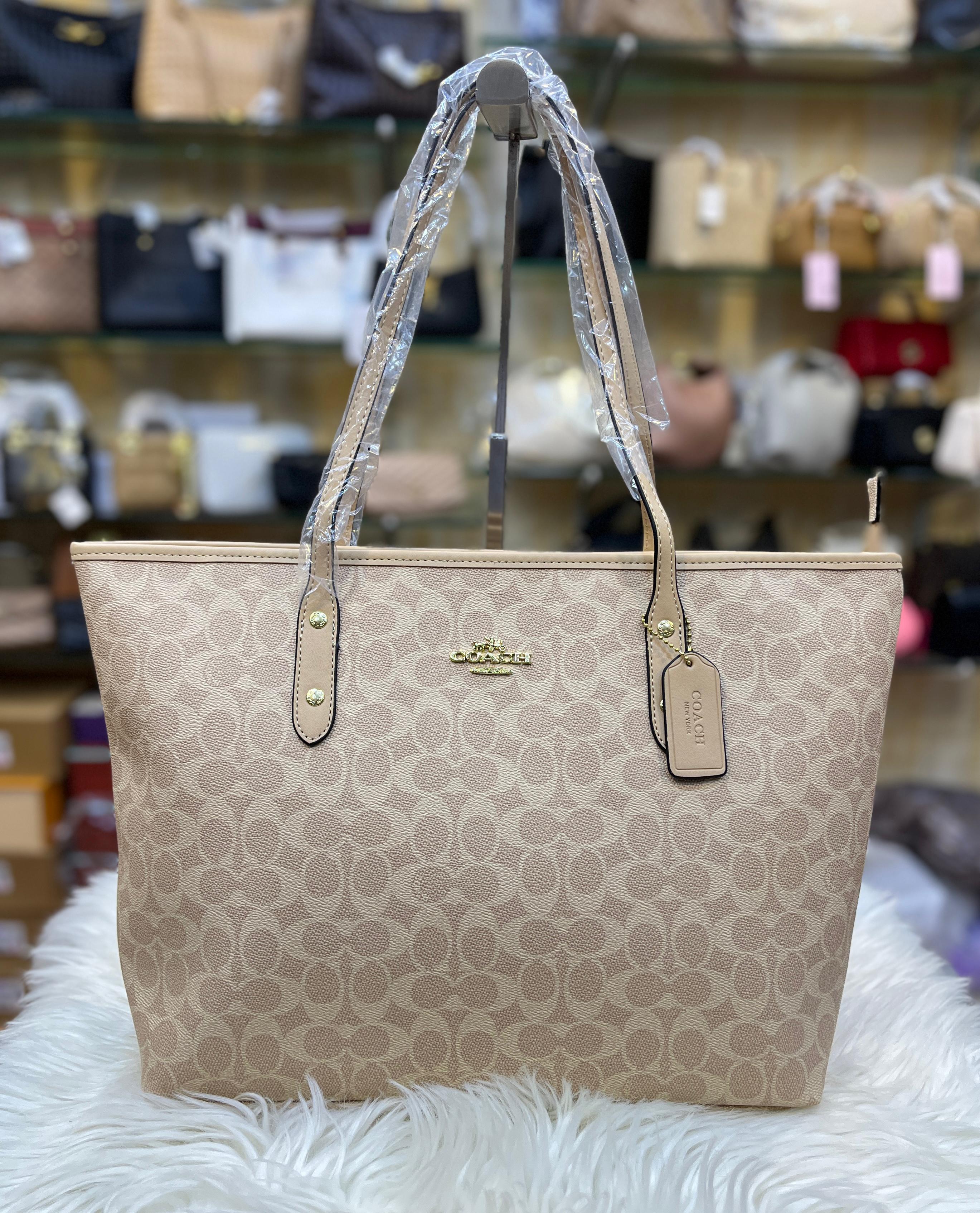 COACH City Tote Bag In Signature Canvas - Beige