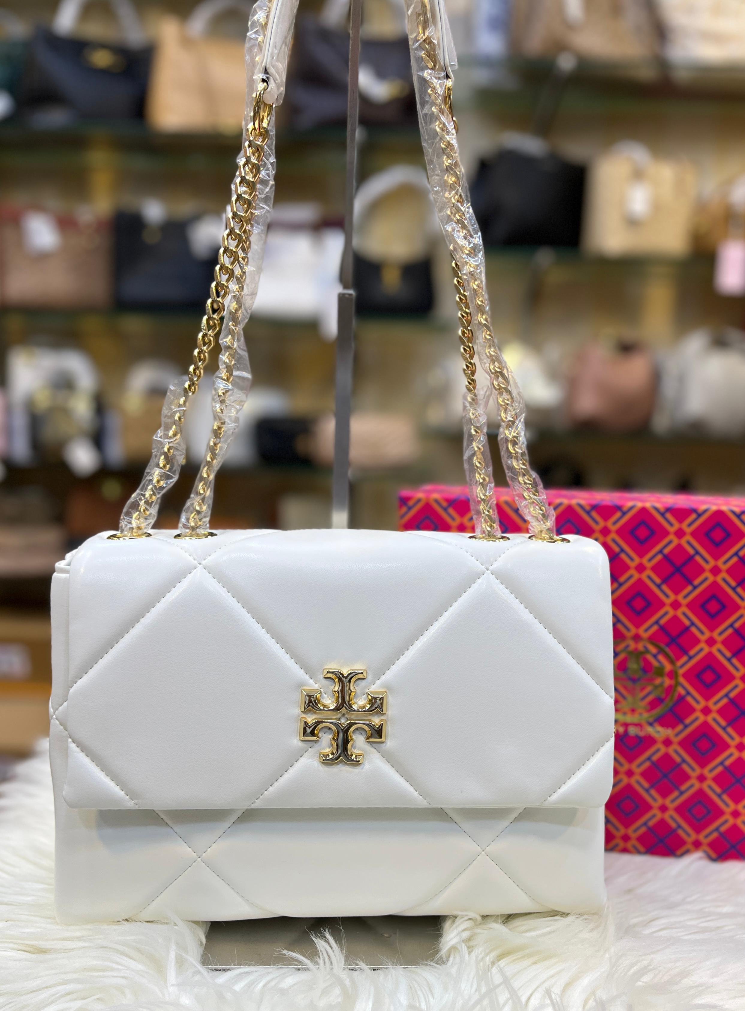 TORY BURCH  KIRA DIAMOND QUILT CONVERTIBLE SHOULDER BAG - White
