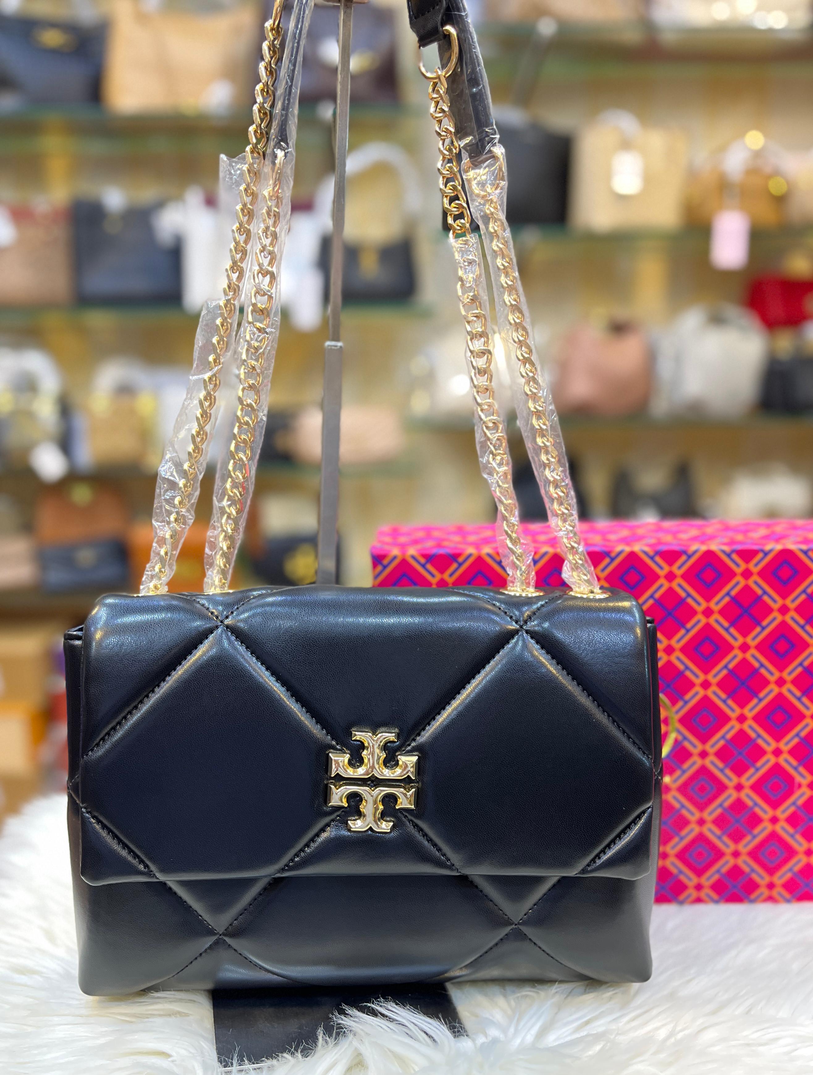 TORY BURCH  KIRA DIAMOND QUILT CONVERTIBLE SHOULDER BAG - Black