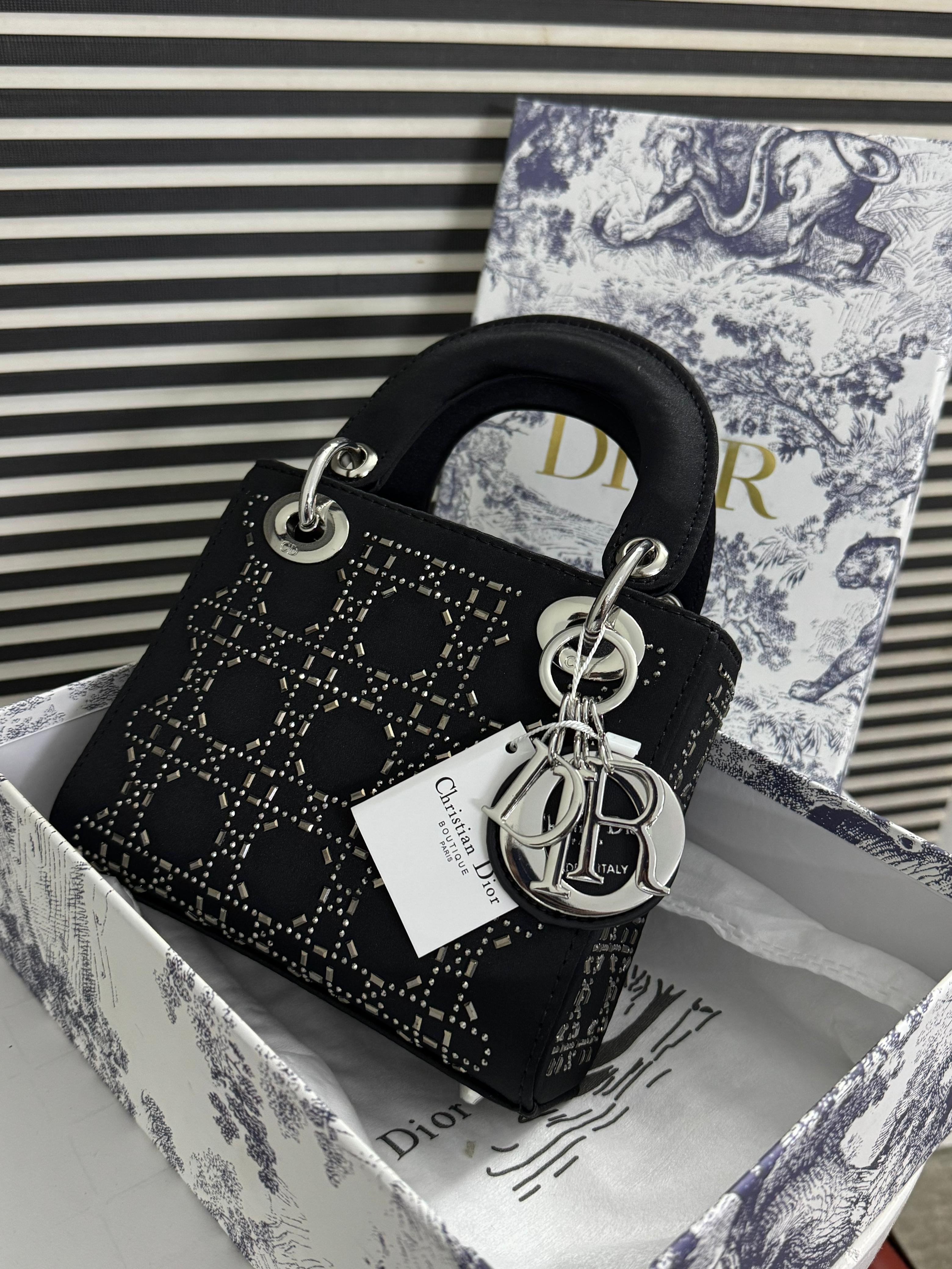 DIOR  Mini Stone Lady Dior Bag - Black