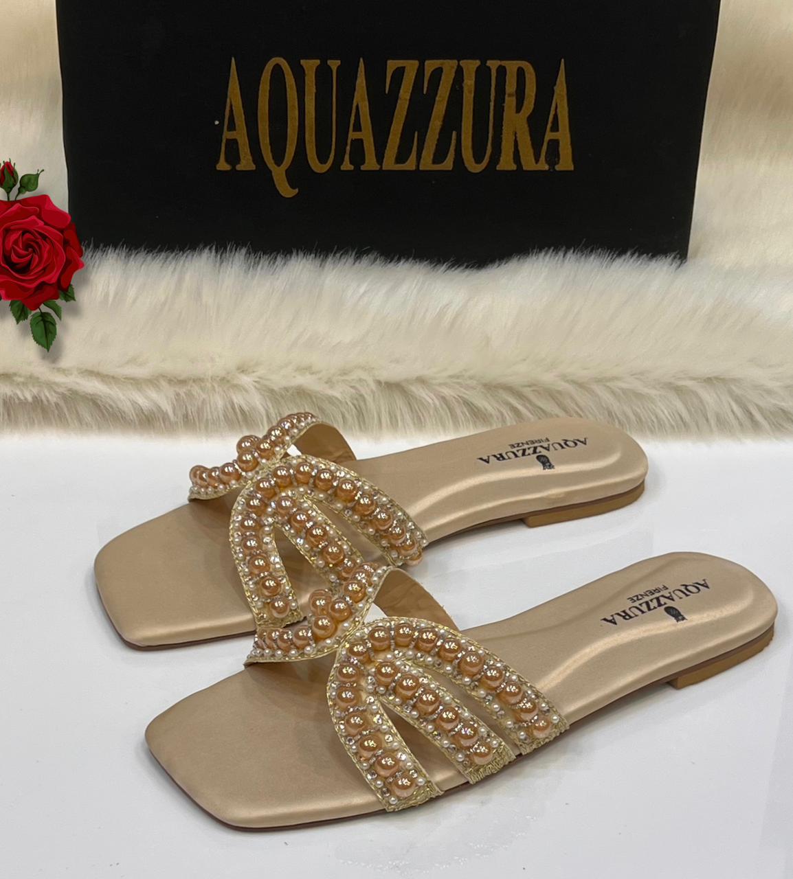 Aquazzura Pearl Slipper - Golden