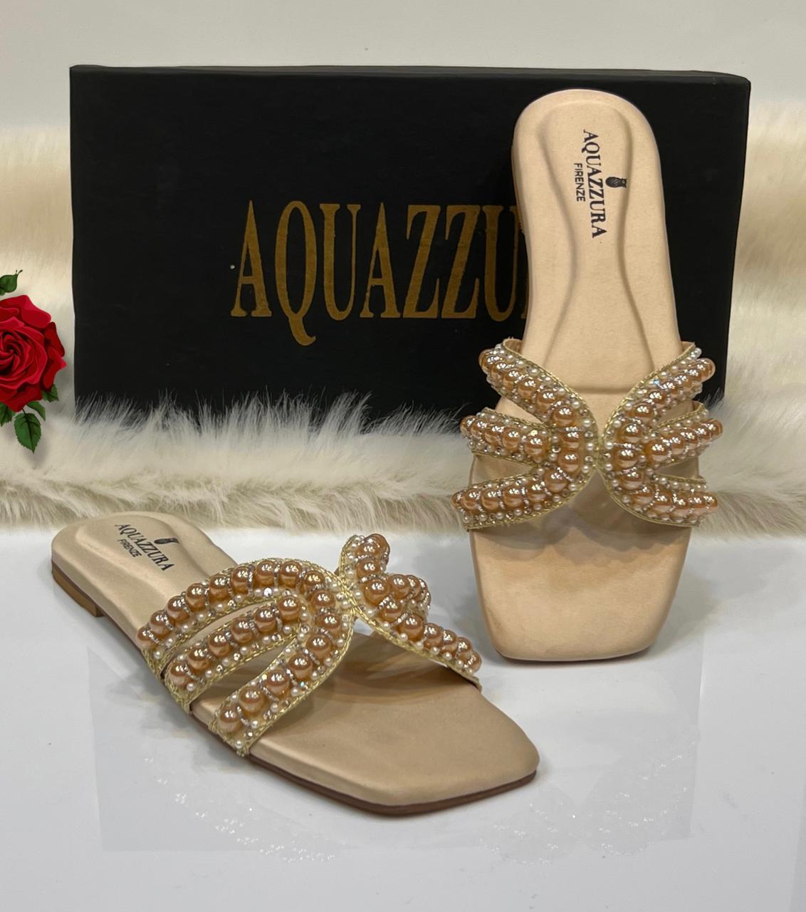 Aquazzura Pearl Slipper - Golden