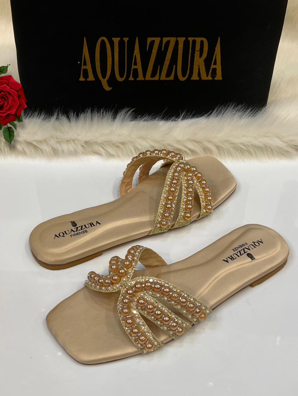 Aquazzura Pearl Slipper - Golden