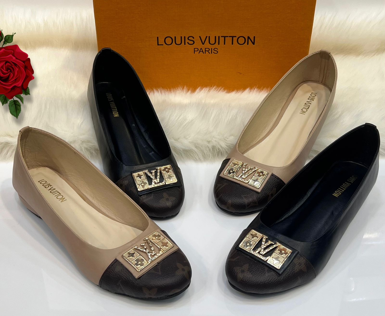 Louis Vuitton Capucine flat ballerina pumps - Fawn & Black