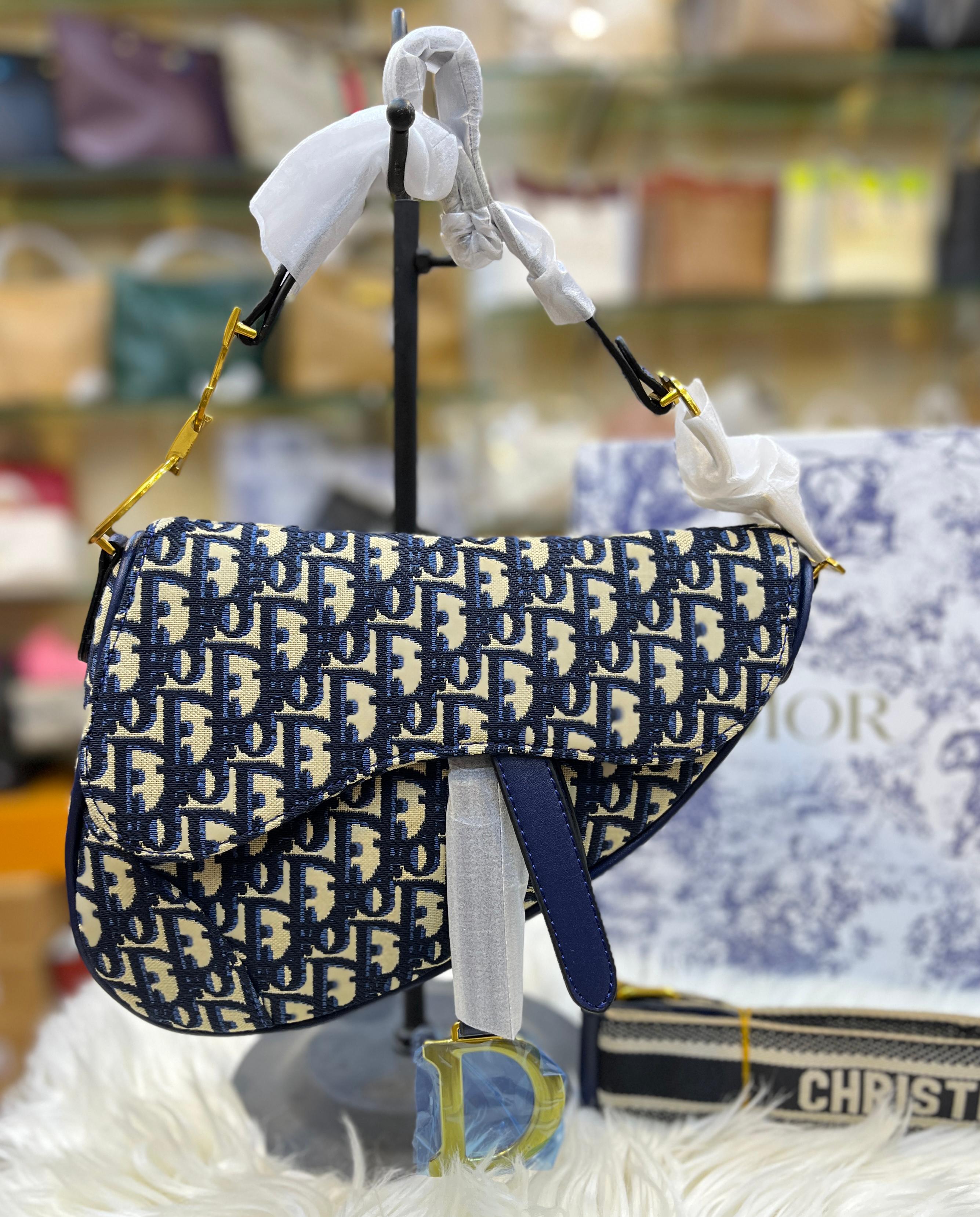 Dior Saddle Bag - Blue & Beige