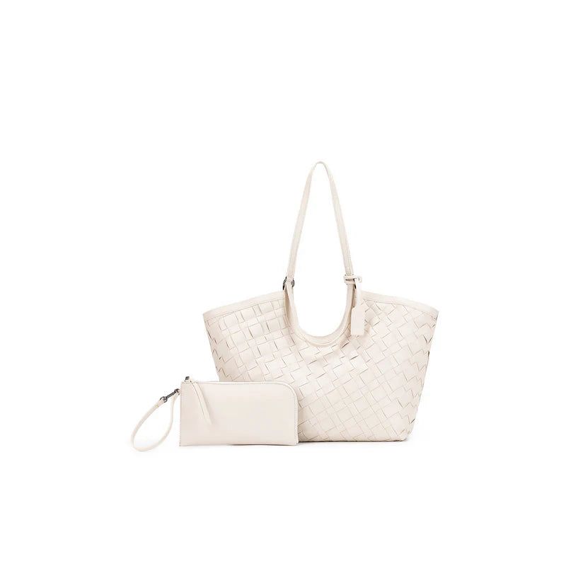 CHARLES & KEITH Ivette Woven Tote Bag - White