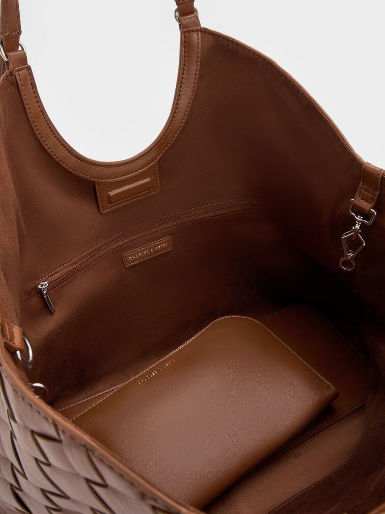 CHARLES & KEITH Ivette Woven Tote Bag - Brown