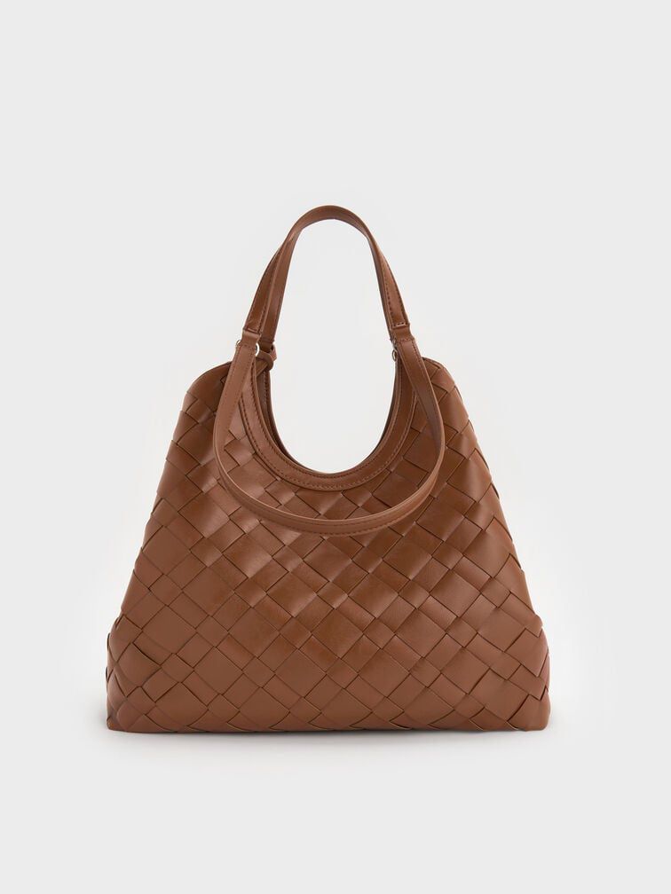 CHARLES & KEITH Ivette Woven Tote Bag - Brown
