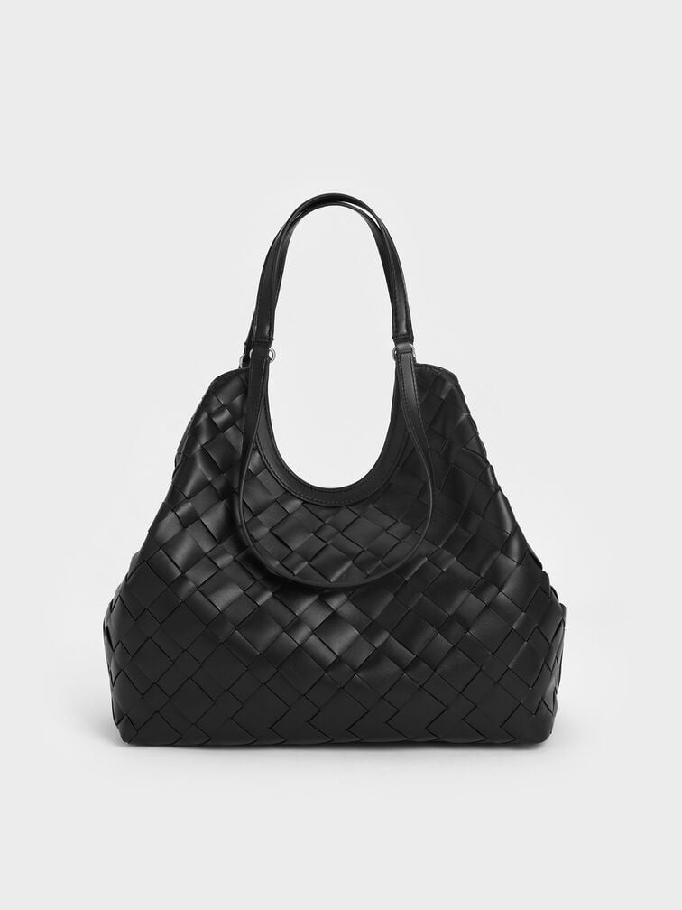 CHARLES & KEITH Ivette Woven Tote Bag - Black
