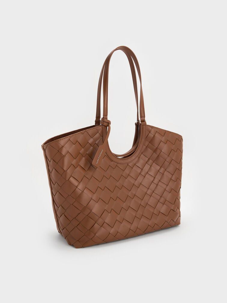 CHARLES & KEITH Ivette Woven Tote Bag - Brown