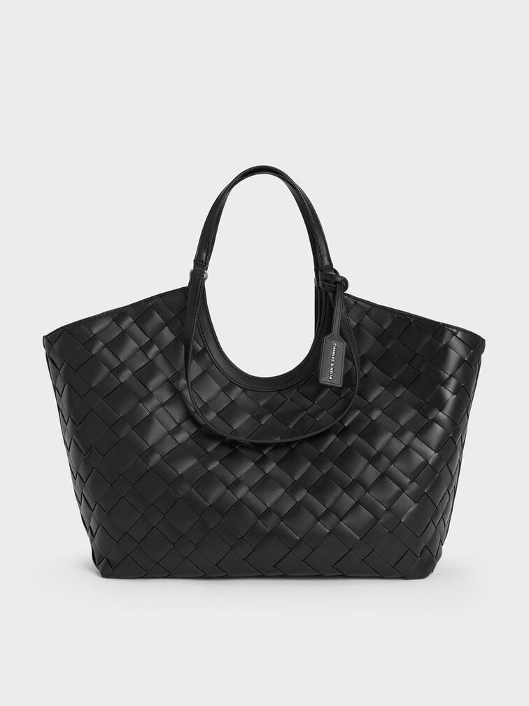 CHARLES & KEITH Ivette Woven Tote Bag - Black