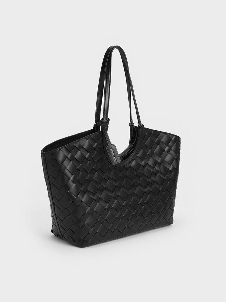 CHARLES & KEITH Ivette Woven Tote Bag - Black