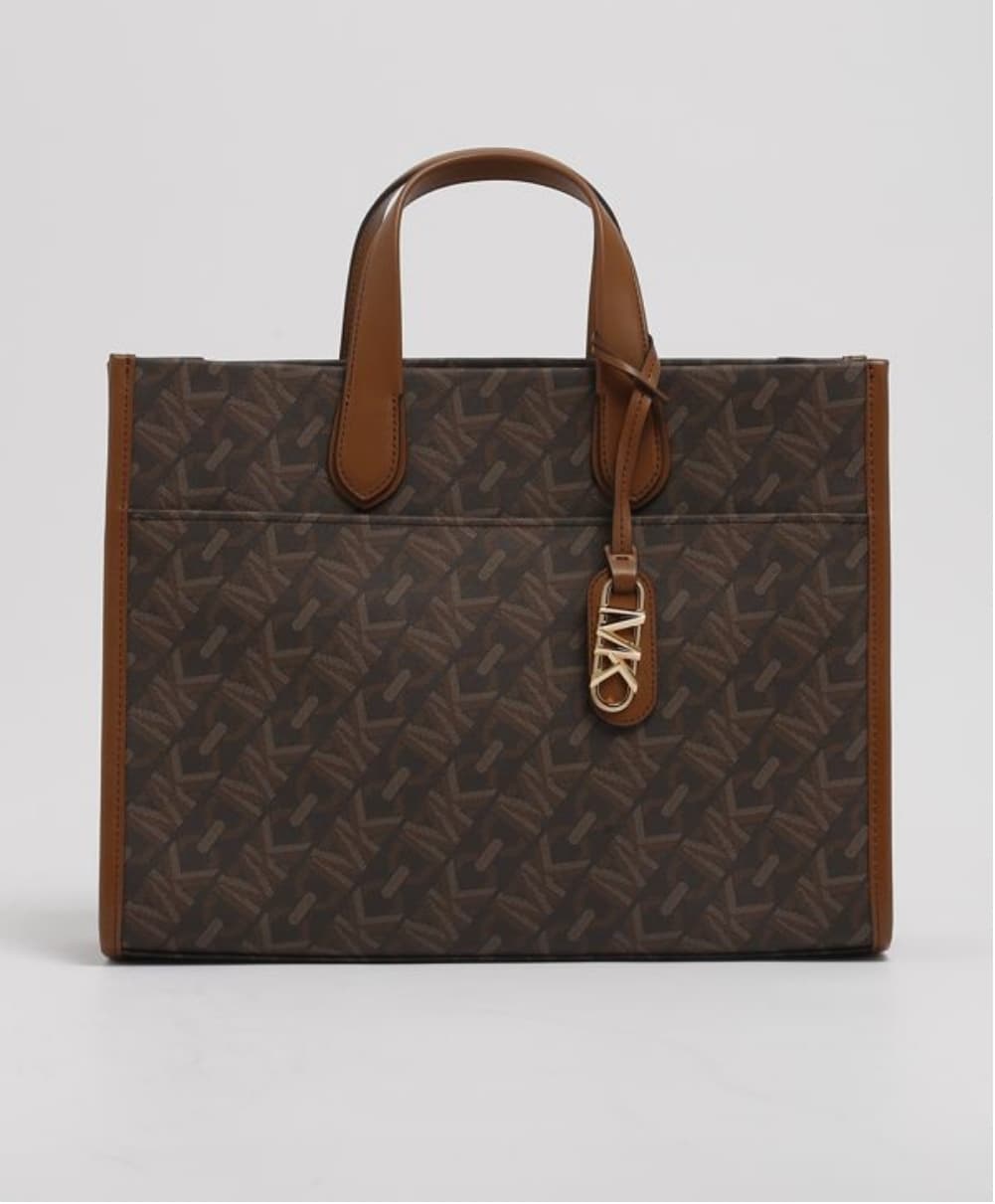 MICHAEL KORS  Gigi Large Empire Signature Logo Tote Bag  -  Brown