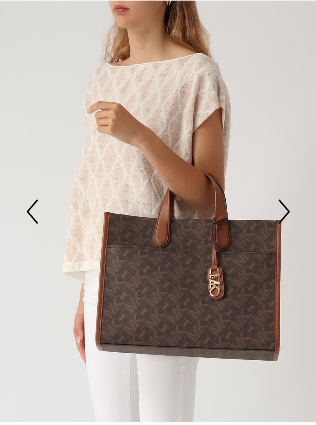 MICHAEL KORS  Gigi Large Empire Signature Logo Tote Bag  -  Brown