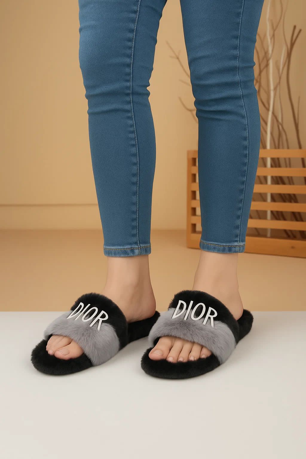 Dior Furry Slipper