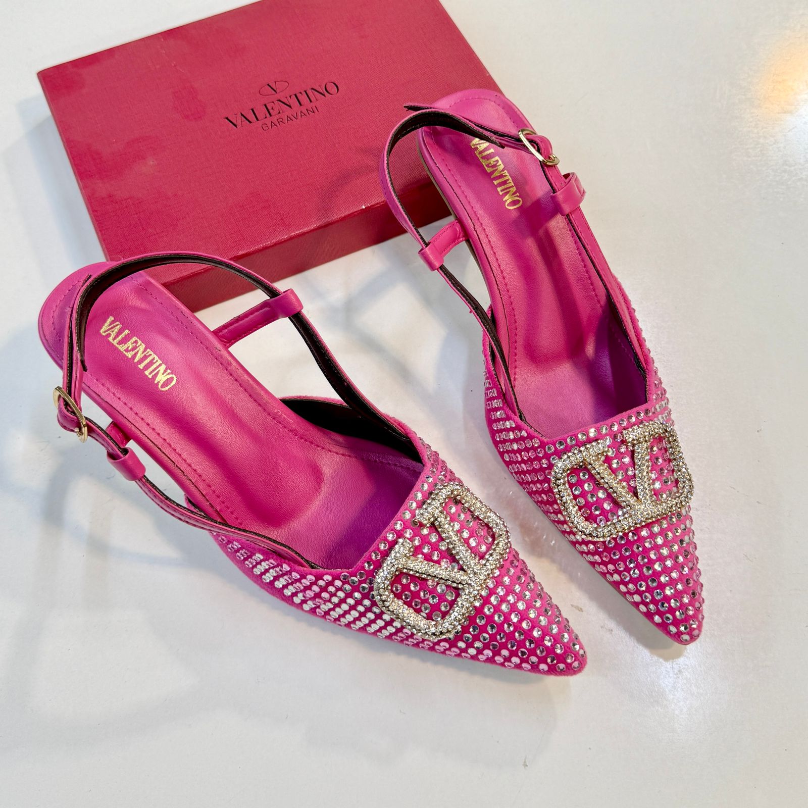 Valentino Garavani Slingback Crystal Stud Sandal - Pink