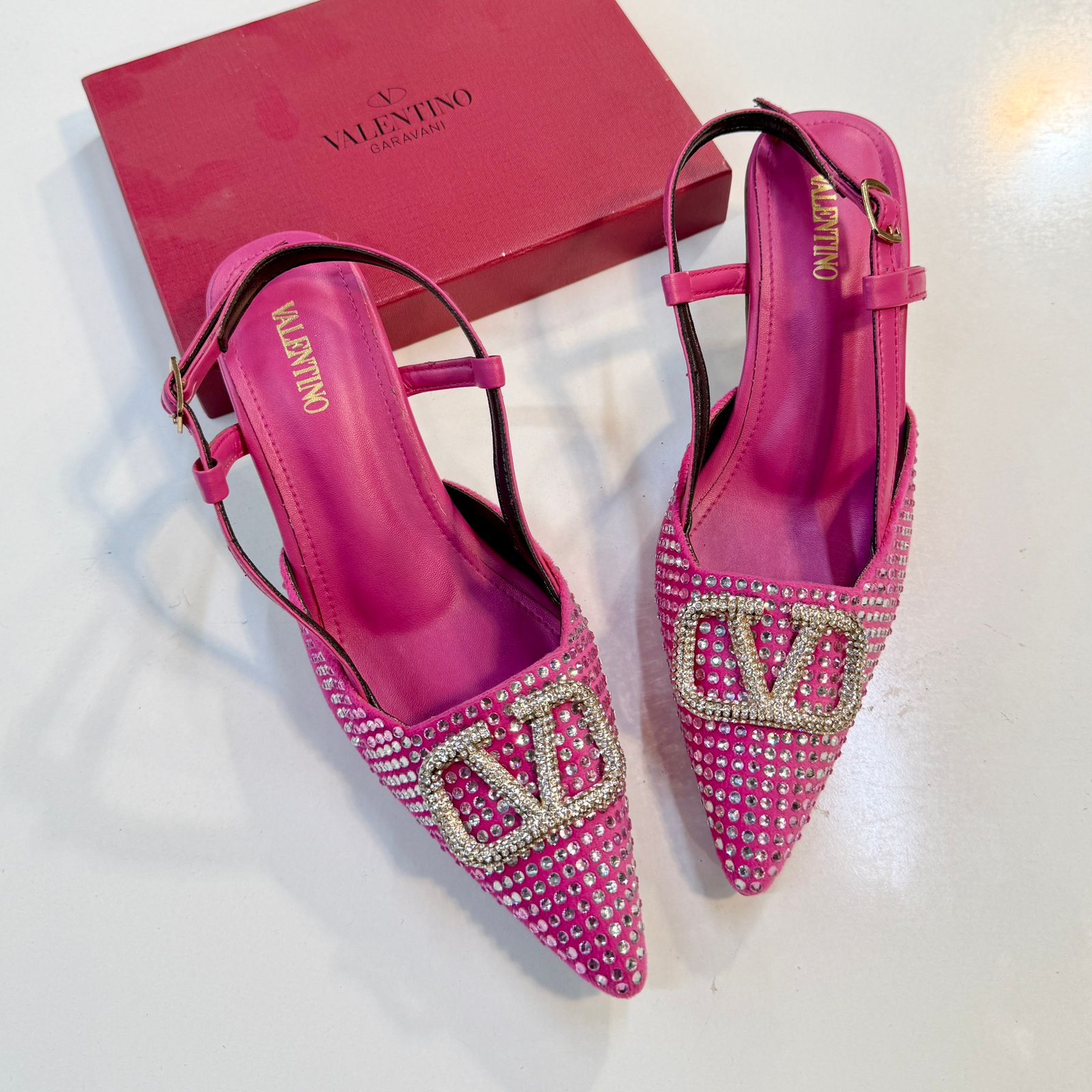 Valentino Garavani Slingback Crystal Stud Sandal - Pink