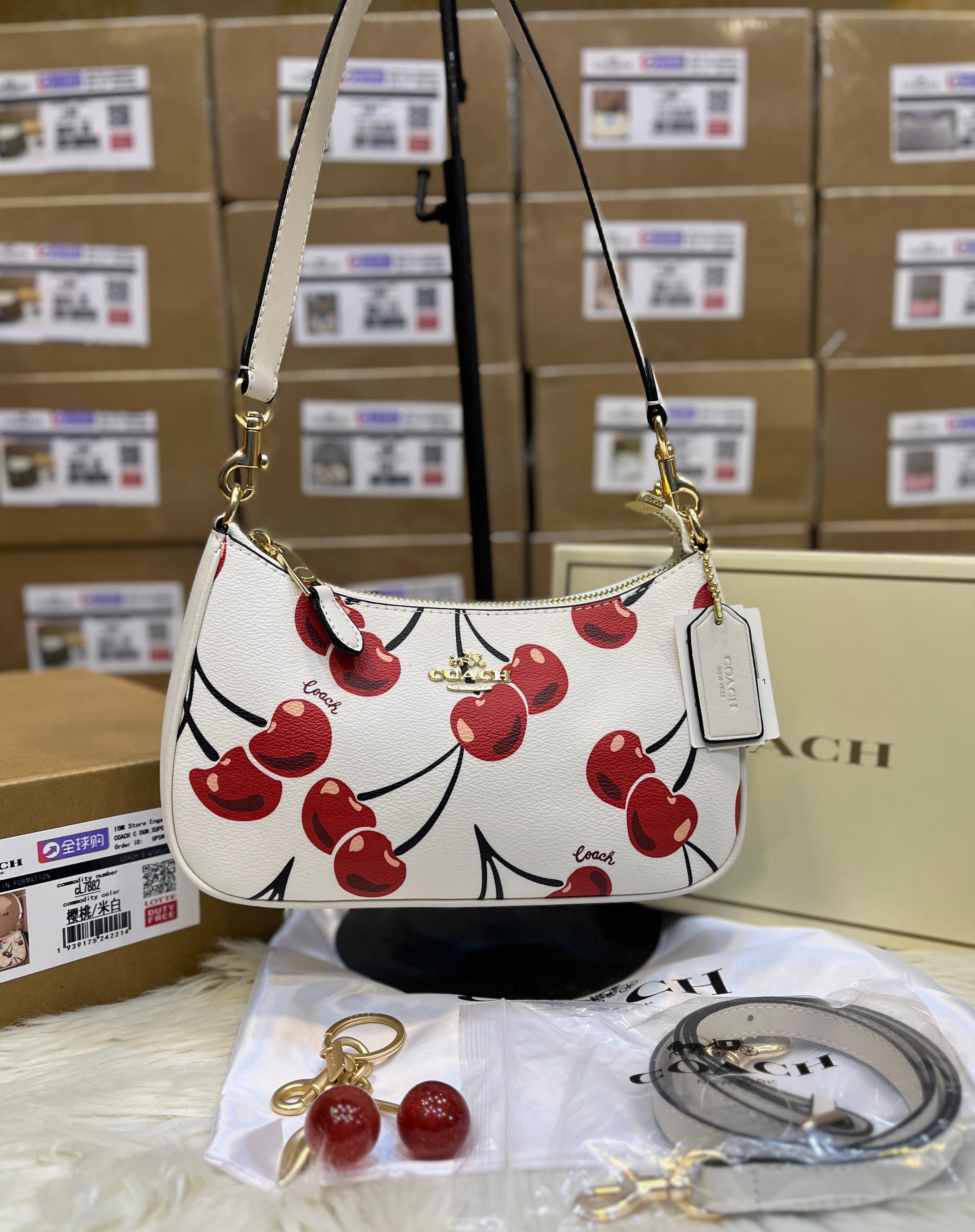 COACH Teri Shoulder Bag In Cherry Print - White