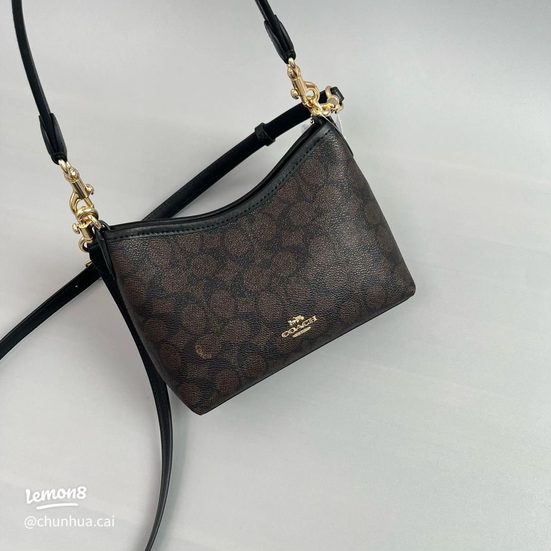 Coach Laurel Mini Shoulder Bag in Signature Canvas - Black & Brown