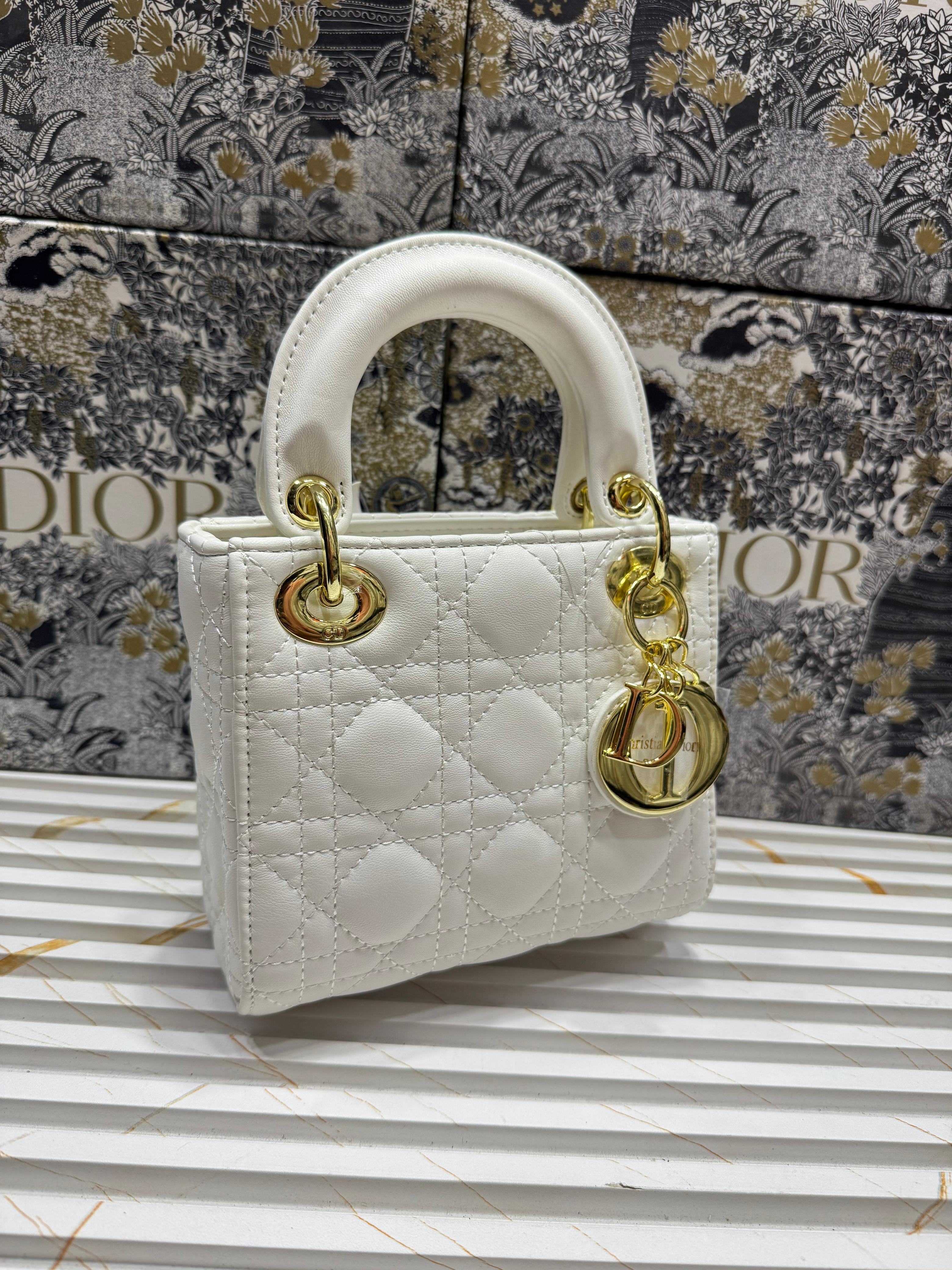 CHRISTIAN DIOR  Small Lady Dior Bag - White