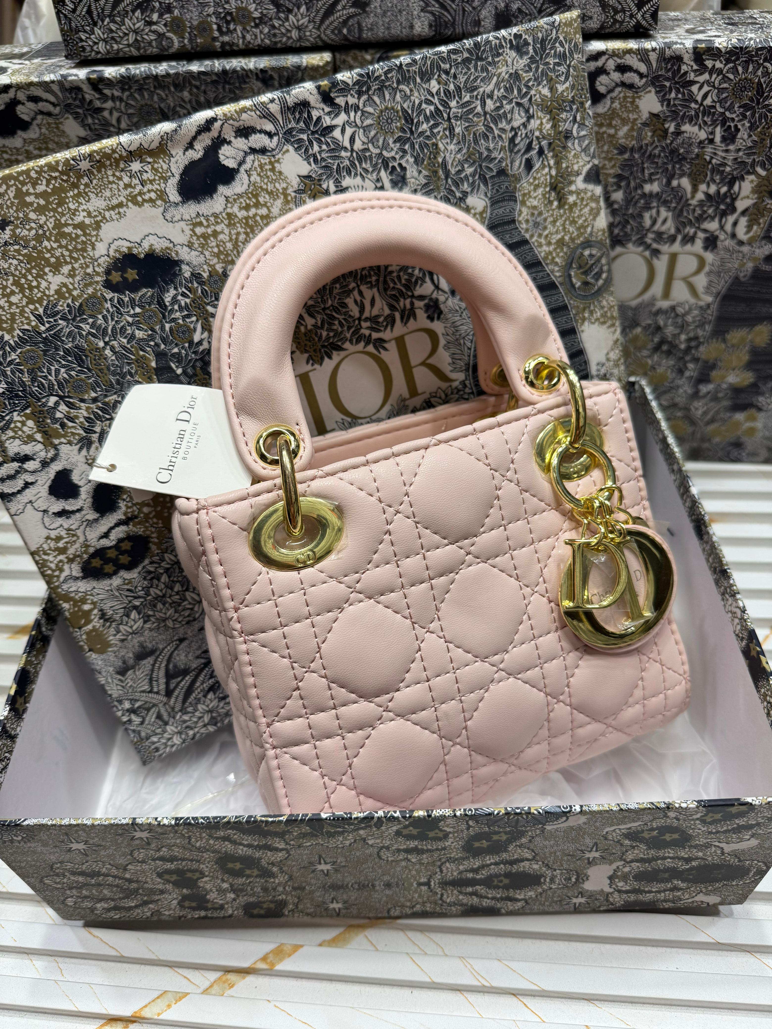 CHRISTIAN DIOR  Small Lady Dior Bag - Pink