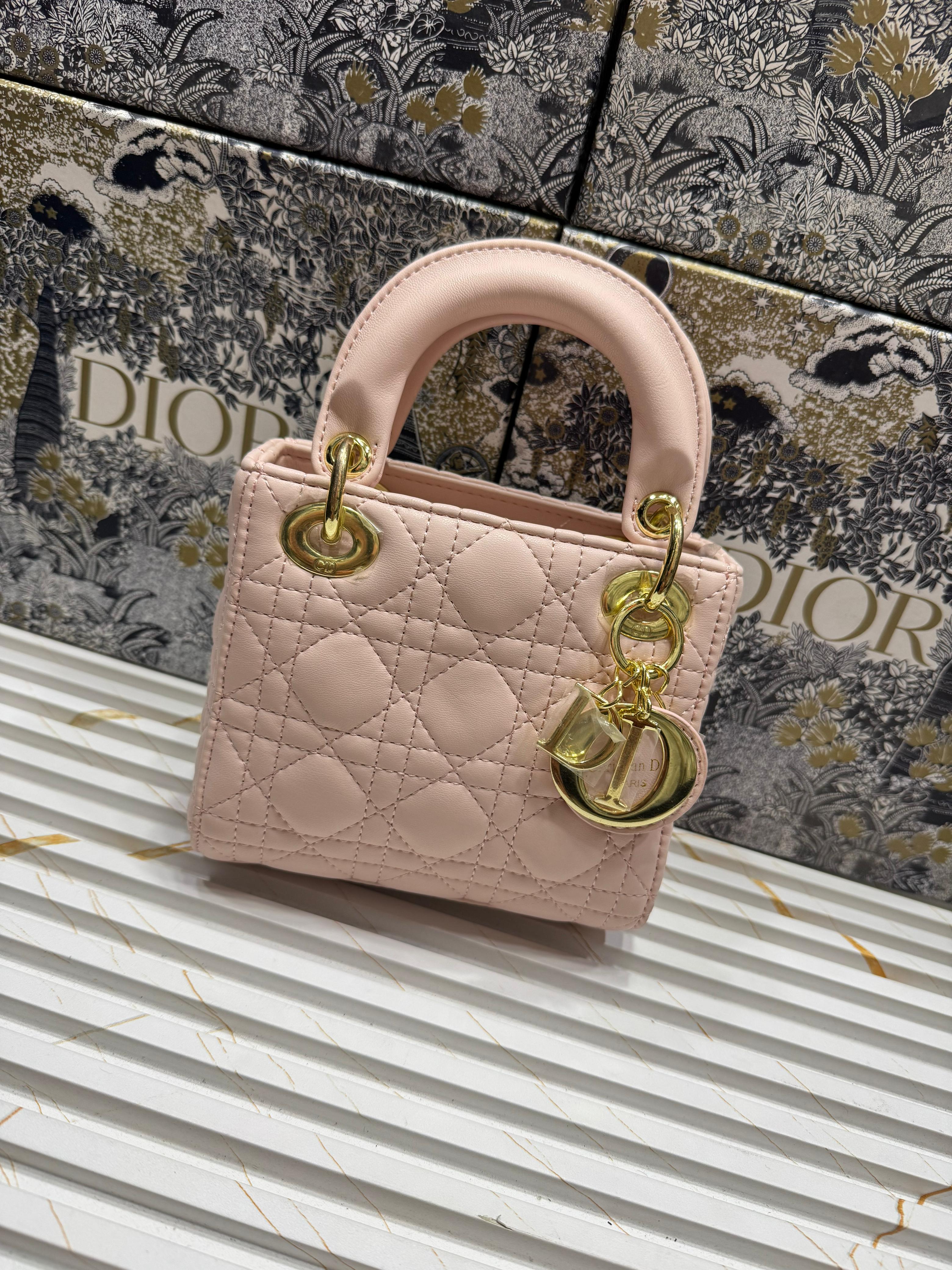 CHRISTIAN DIOR  Small Lady Dior Bag - Pink