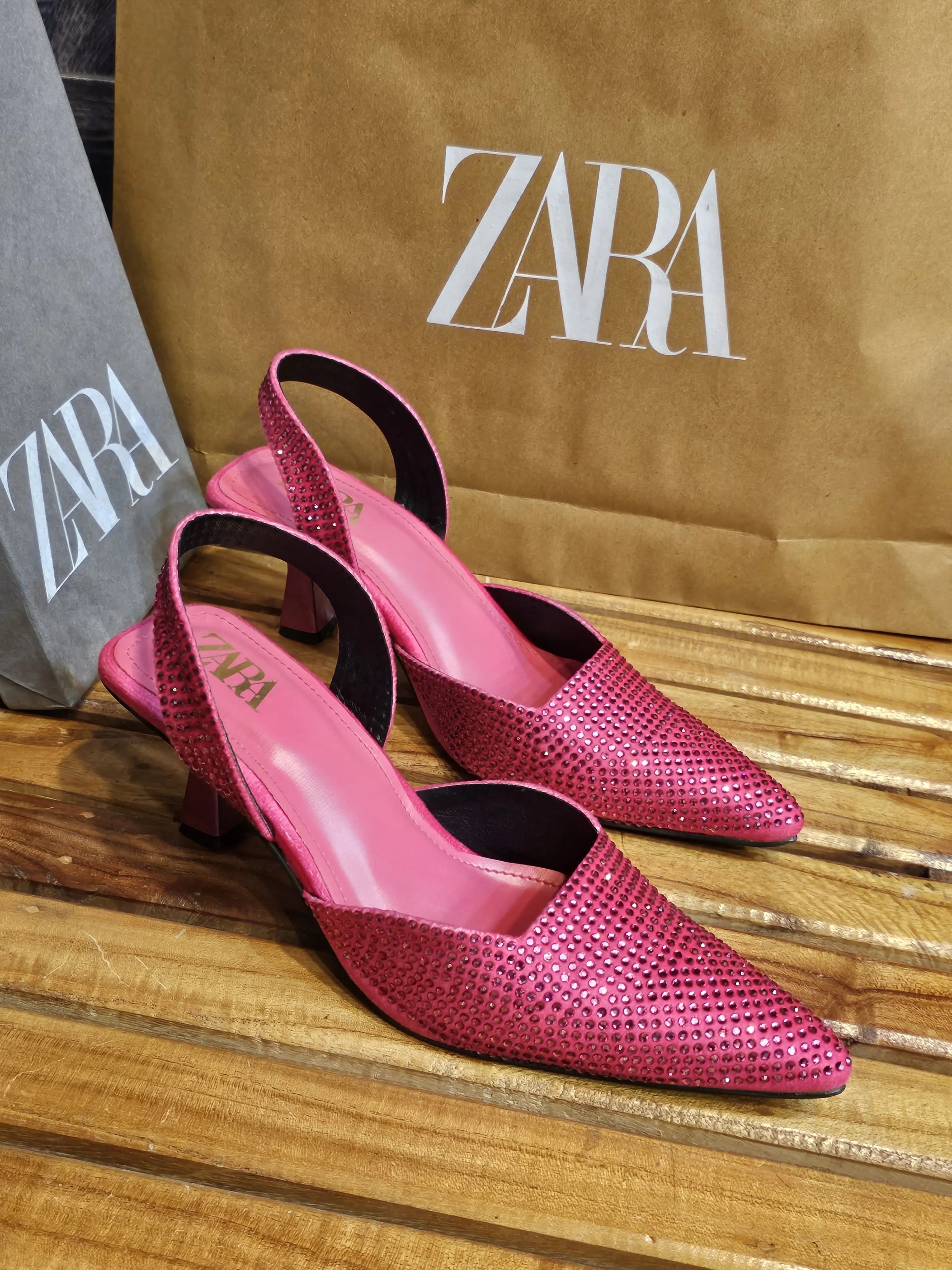 ZARA Rhinestone Slingback Heels