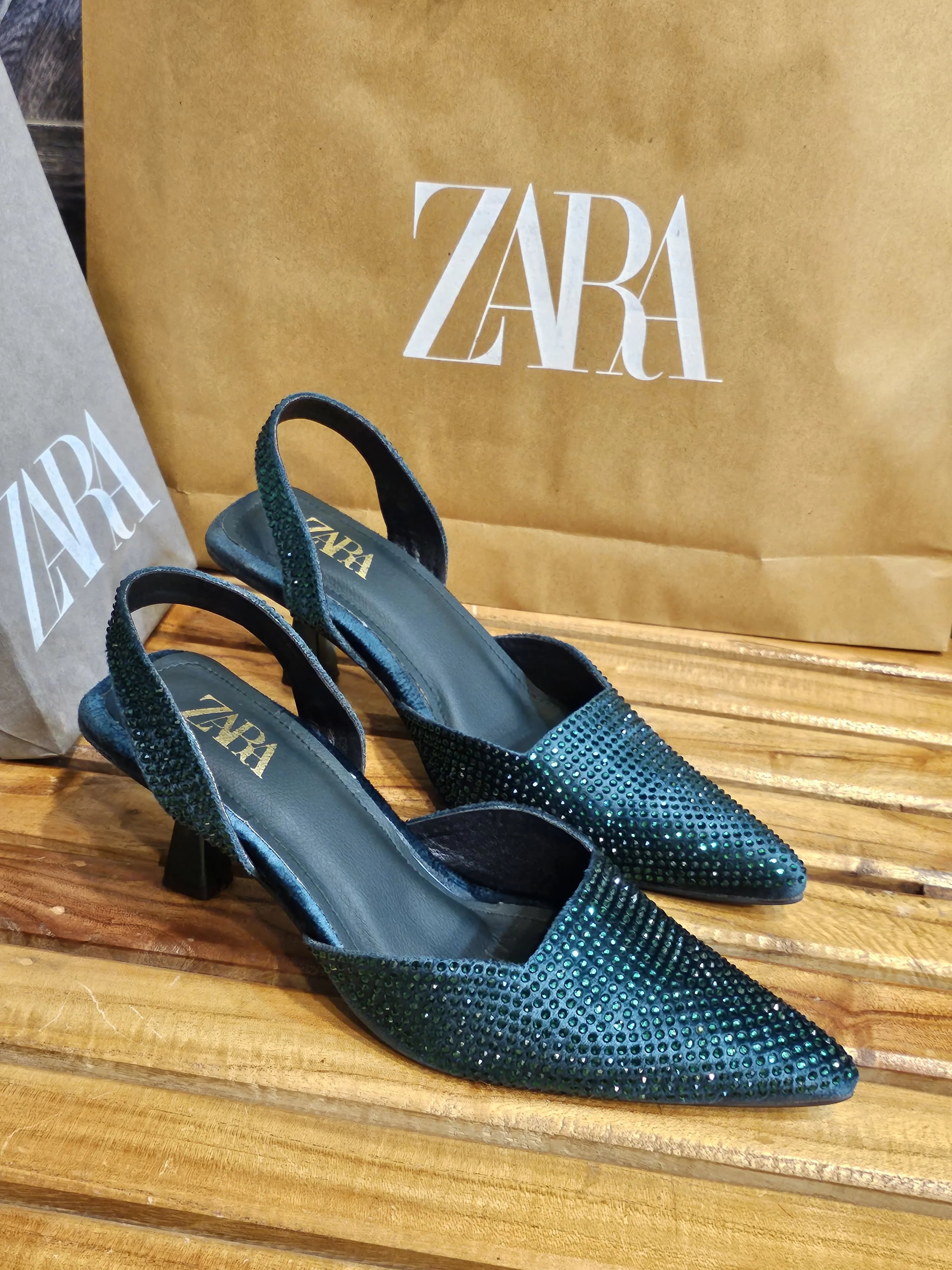 ZARA Rhinestone Slingback Heels